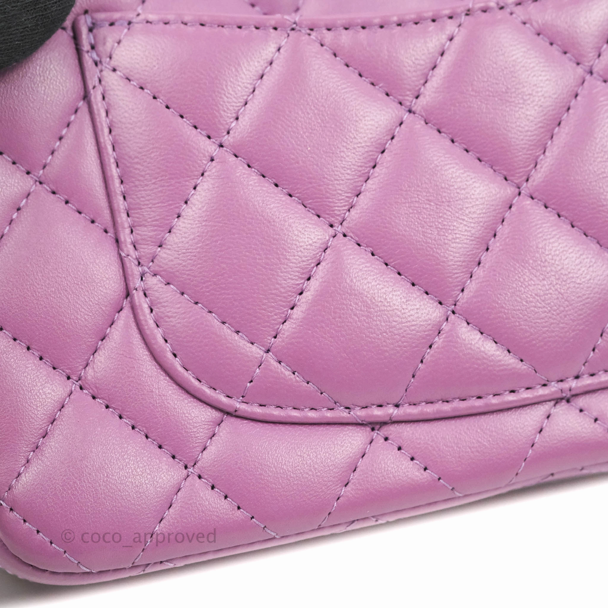 Chanel Quilted Mini Rectangular Flap Purple Lambskin Silver Hardware