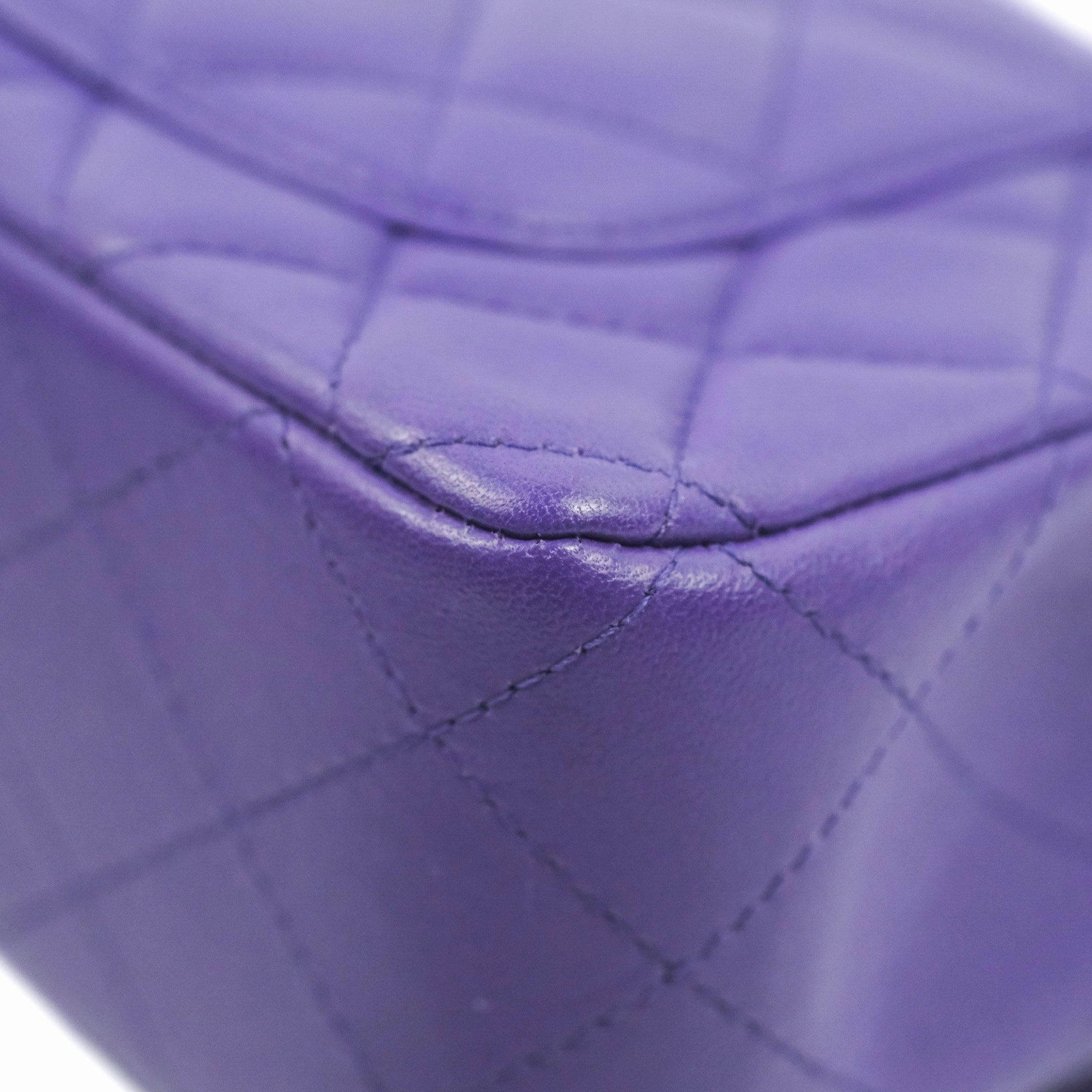 Chanel Quilted Mini Rectangular Flap Purple Lambskin Silver Hardware