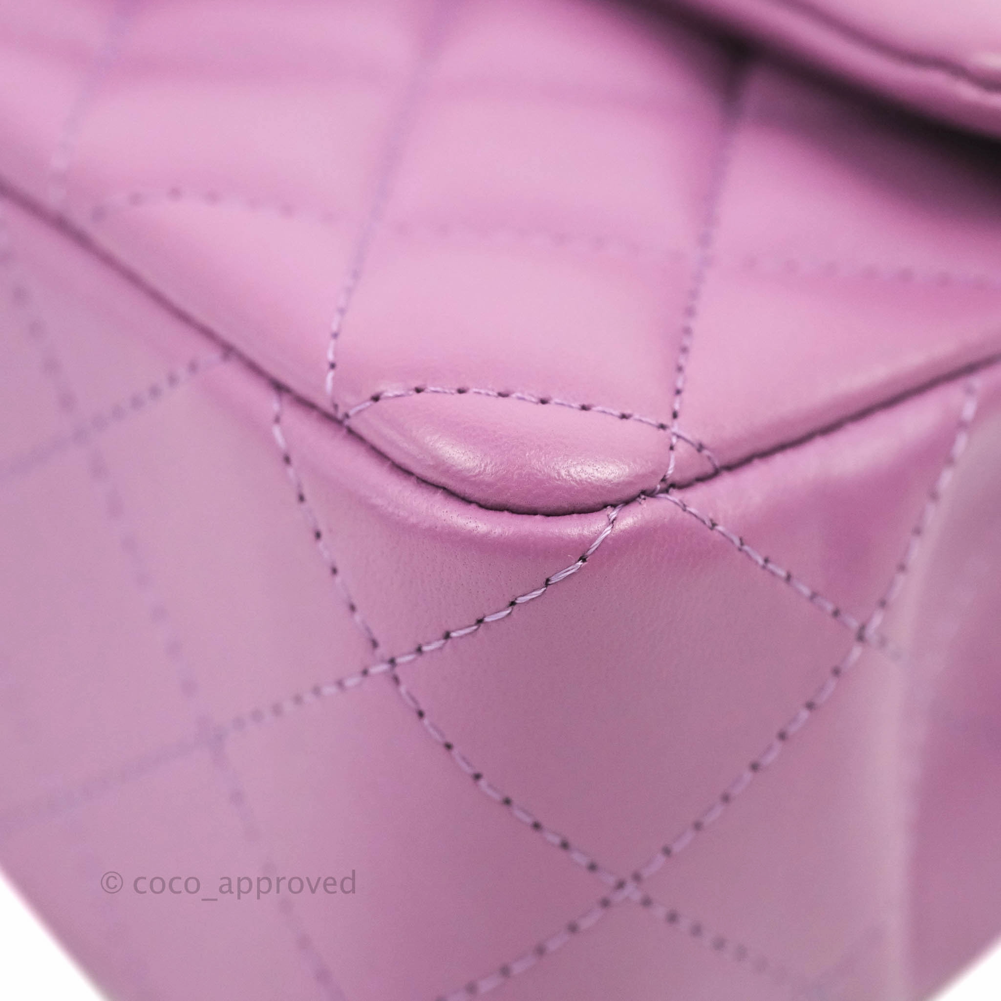Chanel Quilted Mini Rectangular Flap Purple Lambskin Silver Hardware