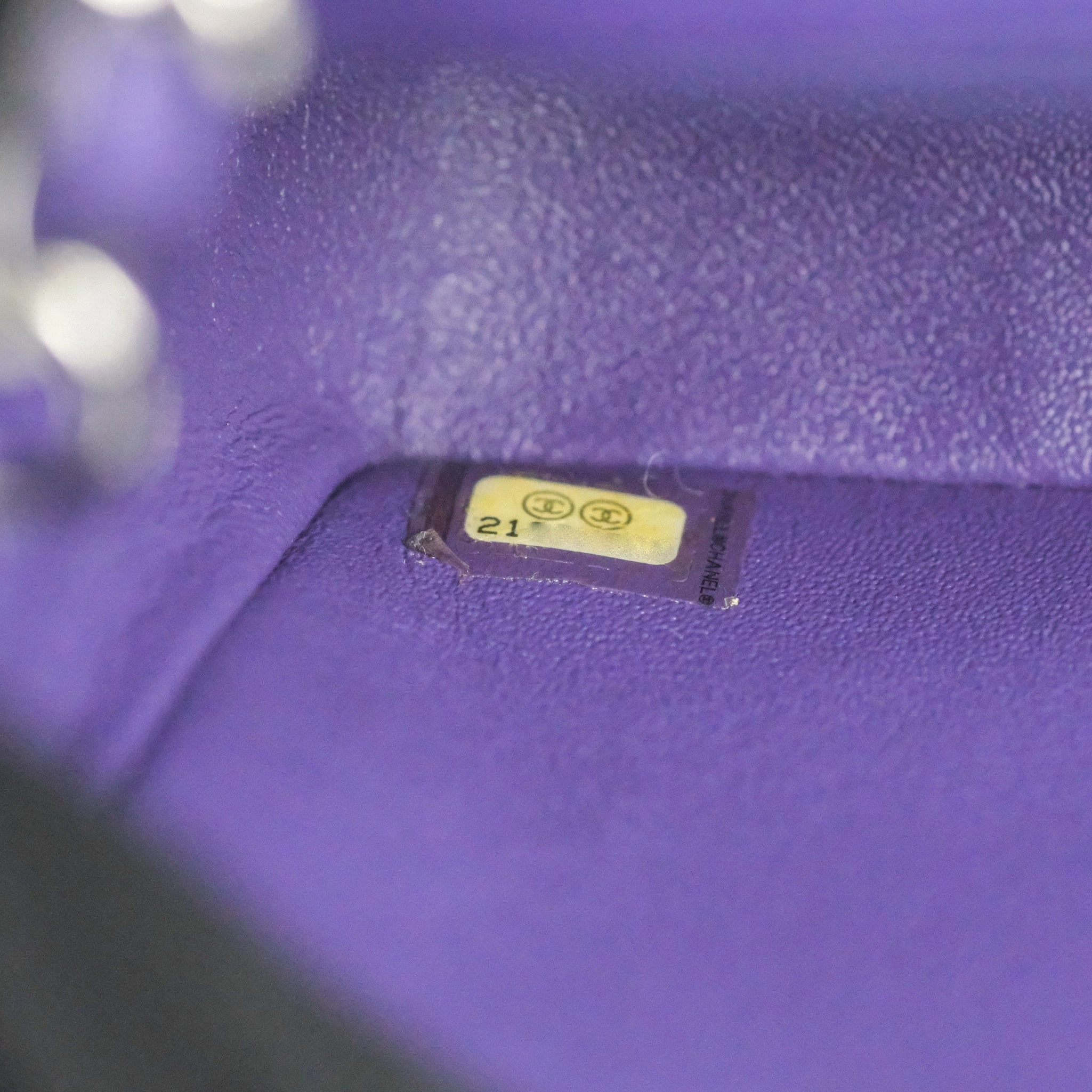Chanel Quilted Mini Rectangular Flap Purple Lambskin Silver Hardware
