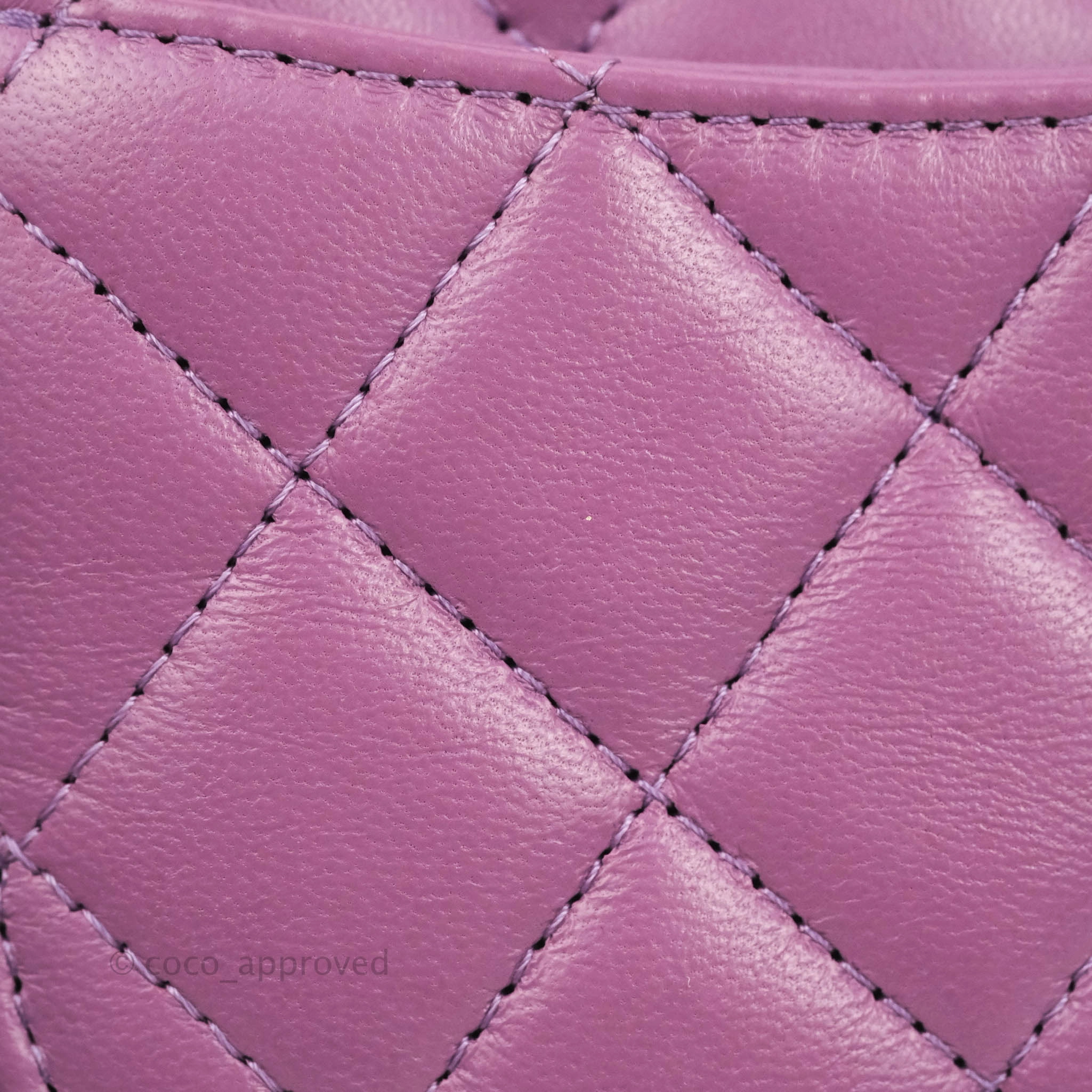 Chanel Quilted Mini Rectangular Flap Purple Lambskin Silver Hardware