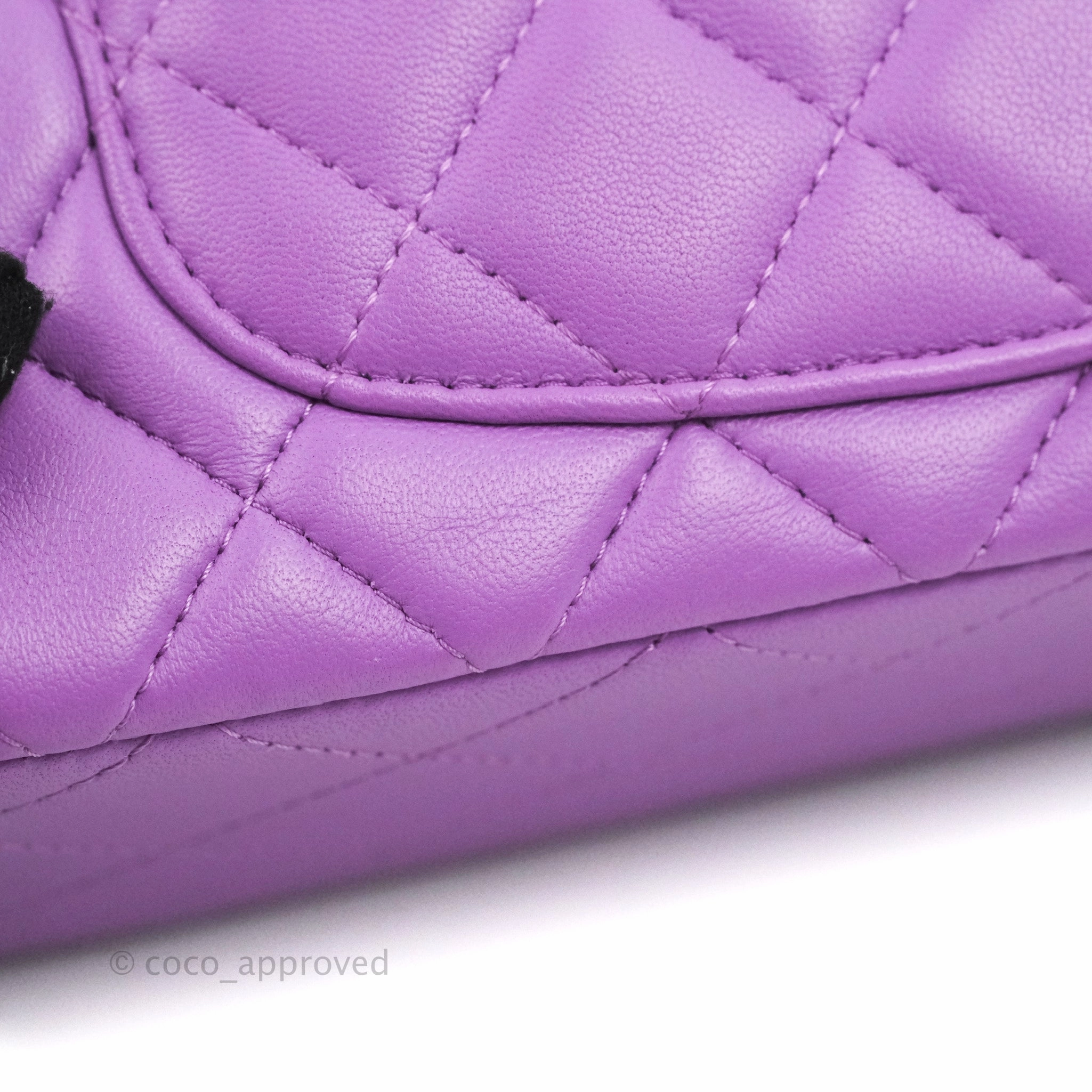 Chanel Quilted Mini Rectangular Flap Purple Lambskin Silver Hardware