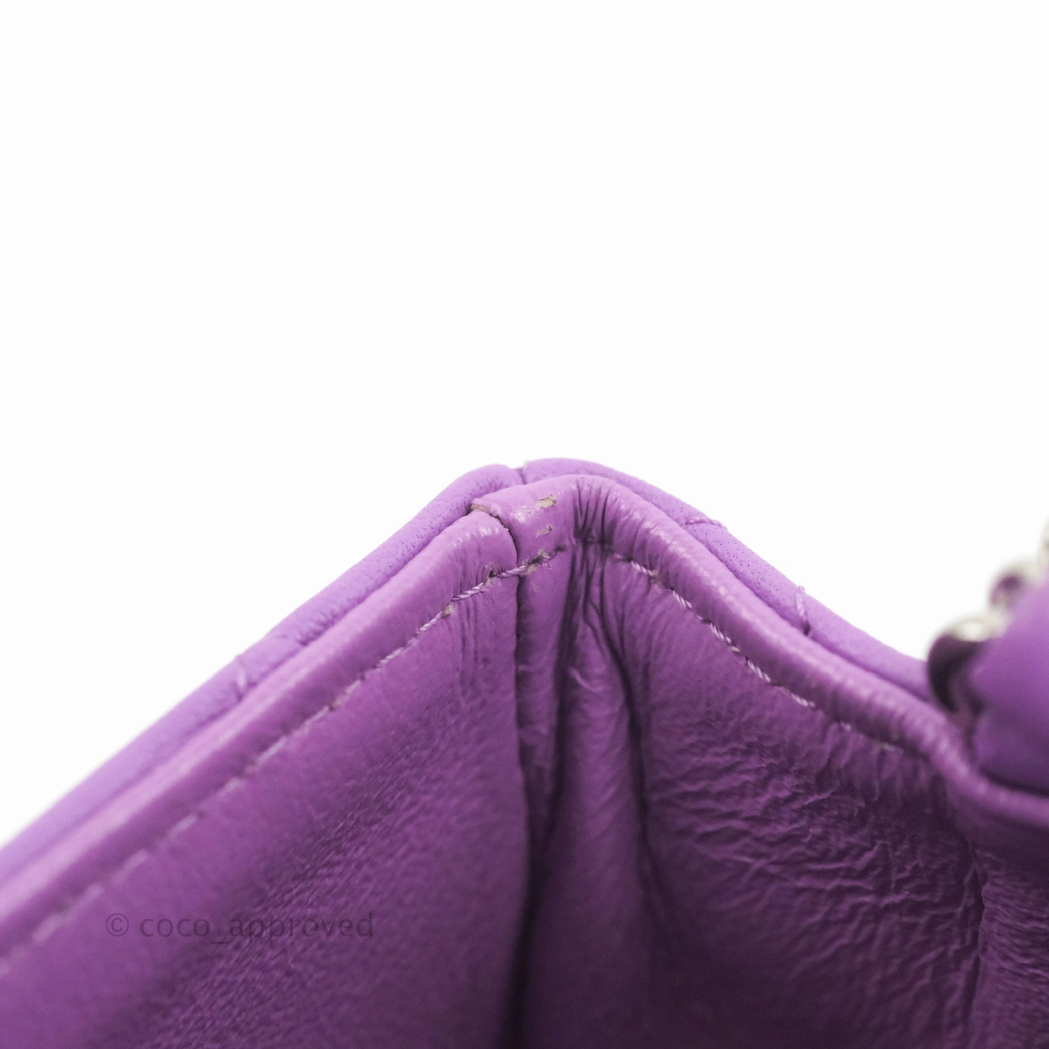 Chanel Quilted Mini Rectangular Flap Purple Lambskin Silver Hardware