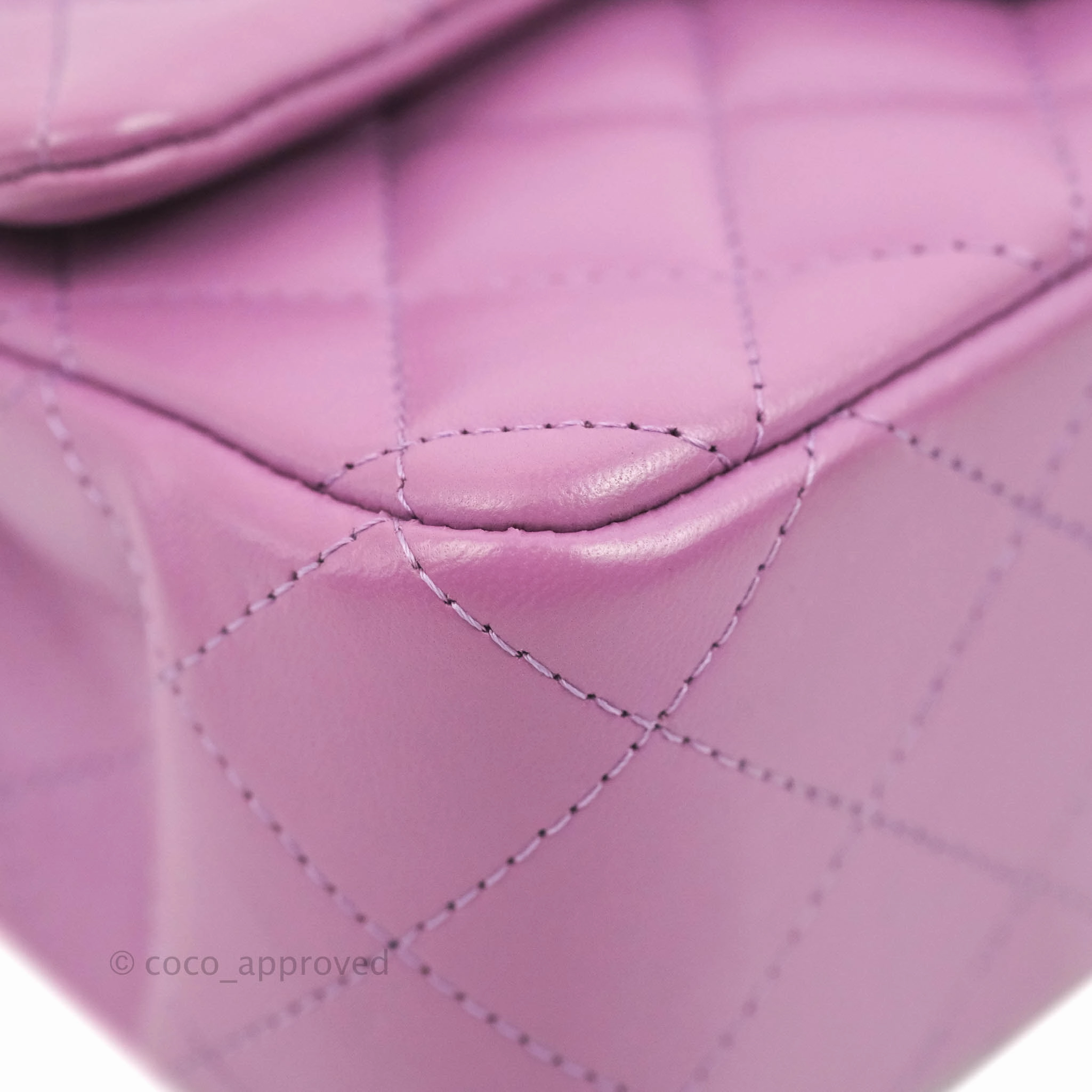 Chanel Quilted Mini Rectangular Flap Purple Lambskin Silver Hardware