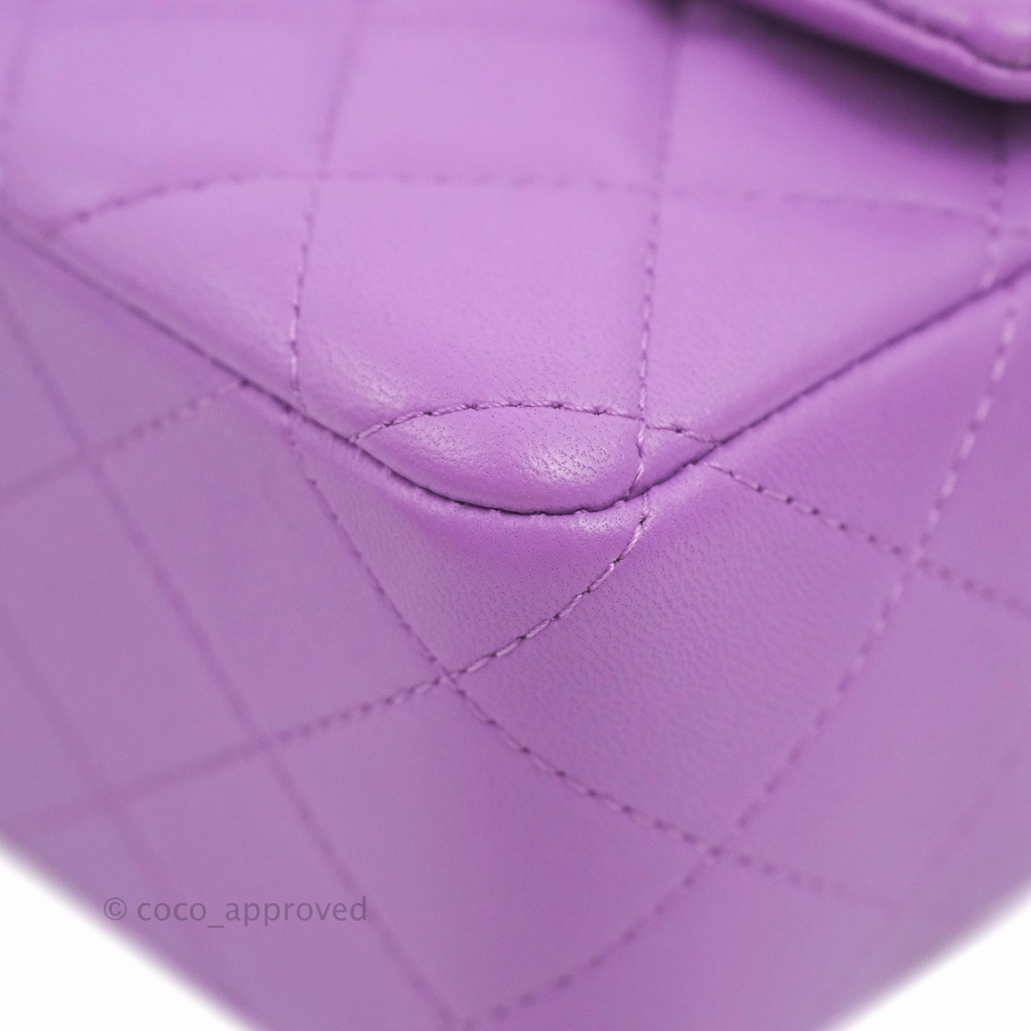 Chanel Quilted Mini Rectangular Flap Purple Lambskin Silver Hardware