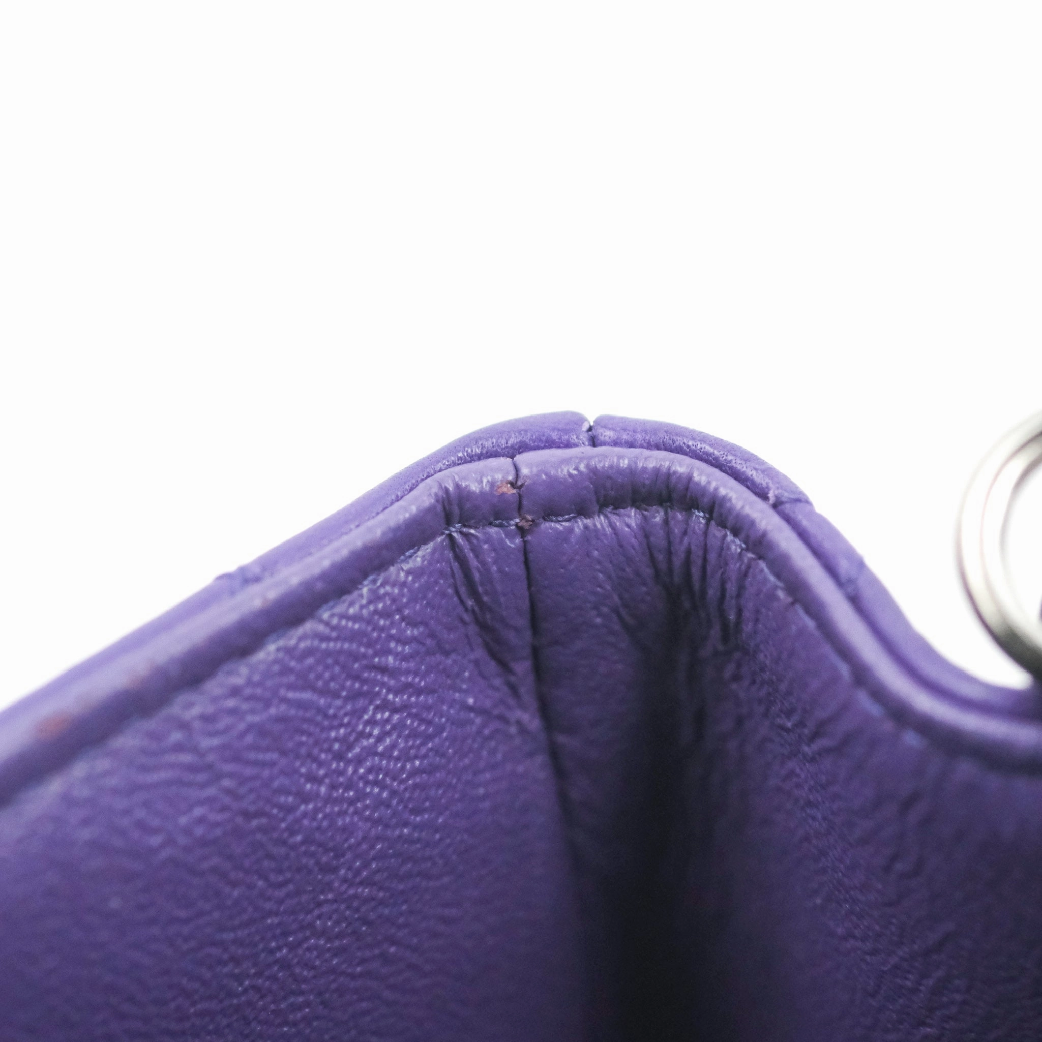 Chanel Quilted Mini Rectangular Flap Purple Lambskin Silver Hardware
