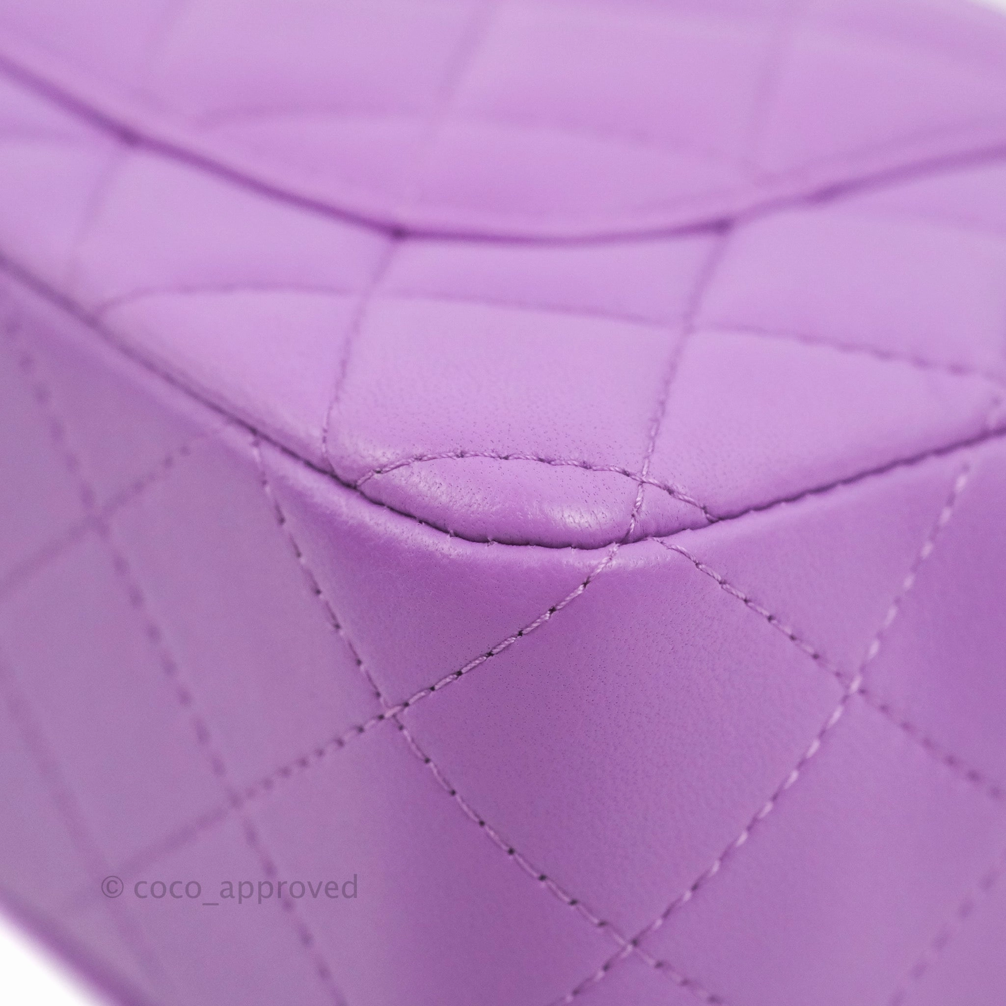 Chanel Quilted Mini Rectangular Flap Purple Lambskin Silver Hardware
