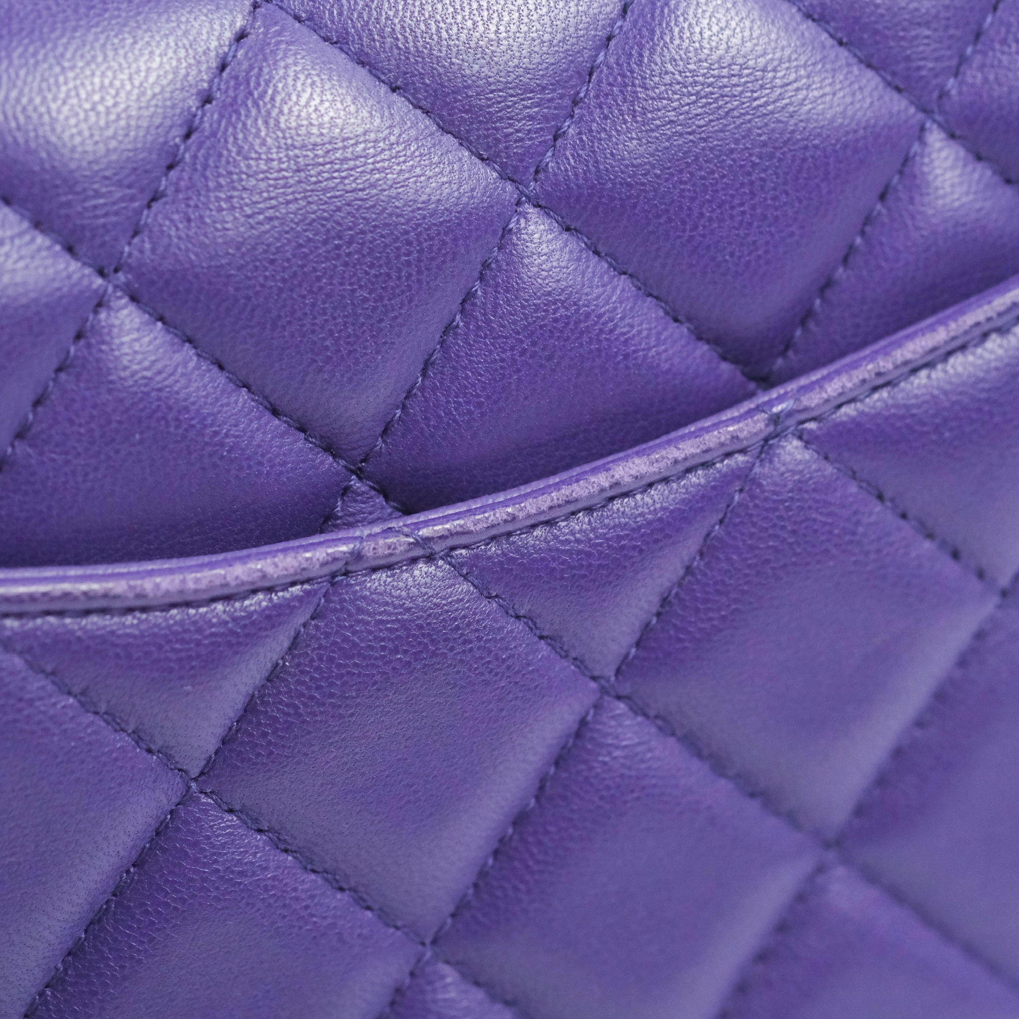 Chanel Quilted Mini Rectangular Flap Purple Lambskin Silver Hardware