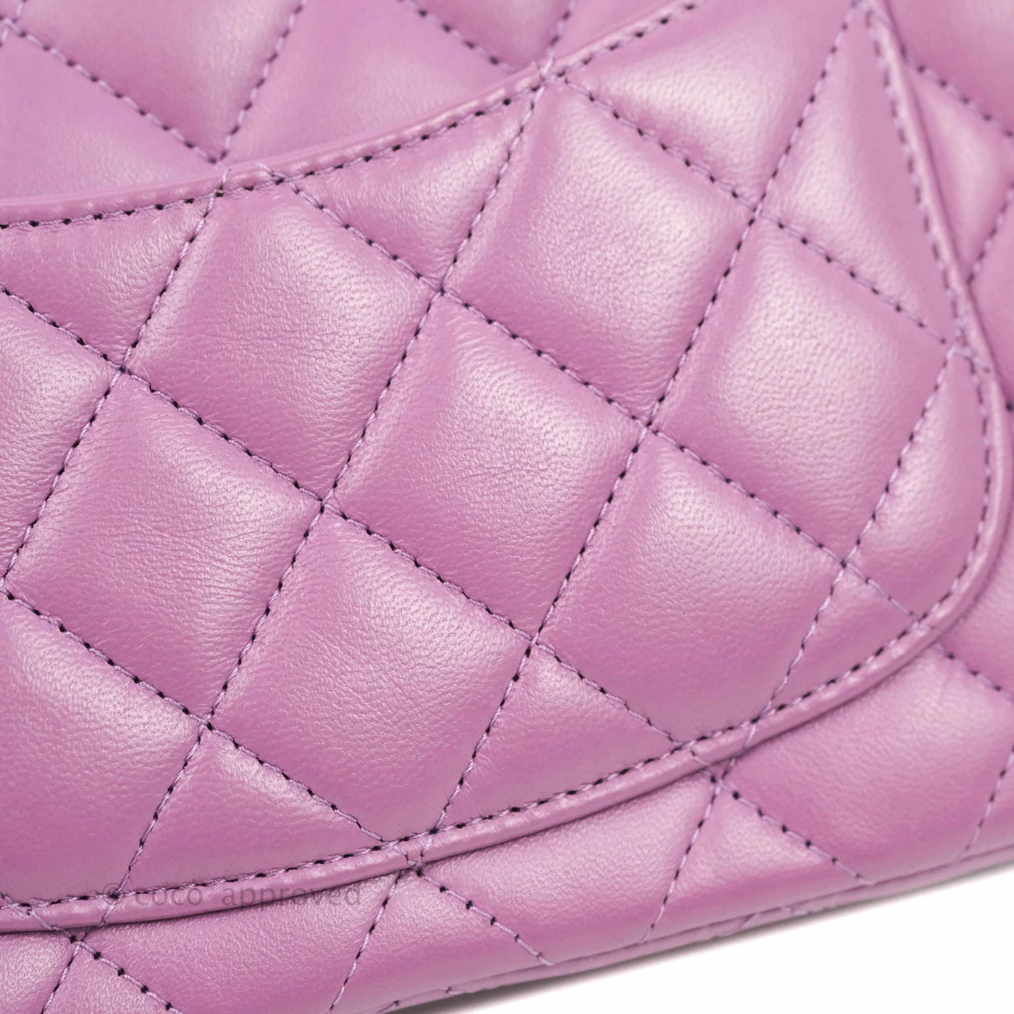 Chanel Quilted Mini Rectangular Flap Purple Lambskin Silver Hardware