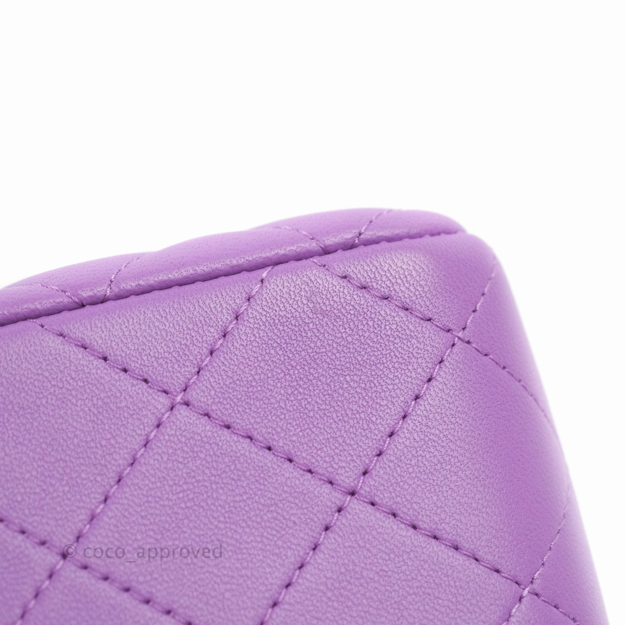 Chanel Quilted Mini Rectangular Flap Purple Lambskin Silver Hardware