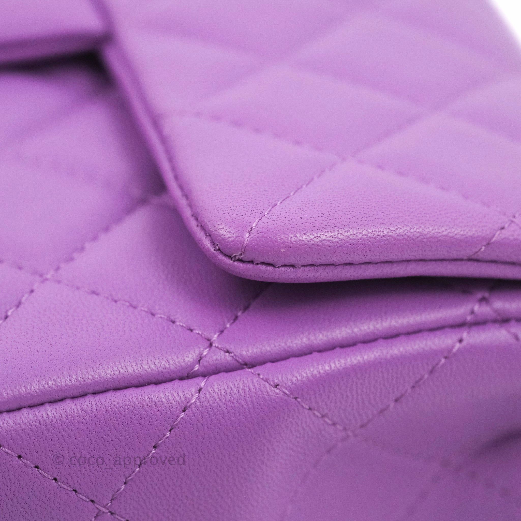 Chanel Quilted Mini Rectangular Flap Purple Lambskin Silver Hardware