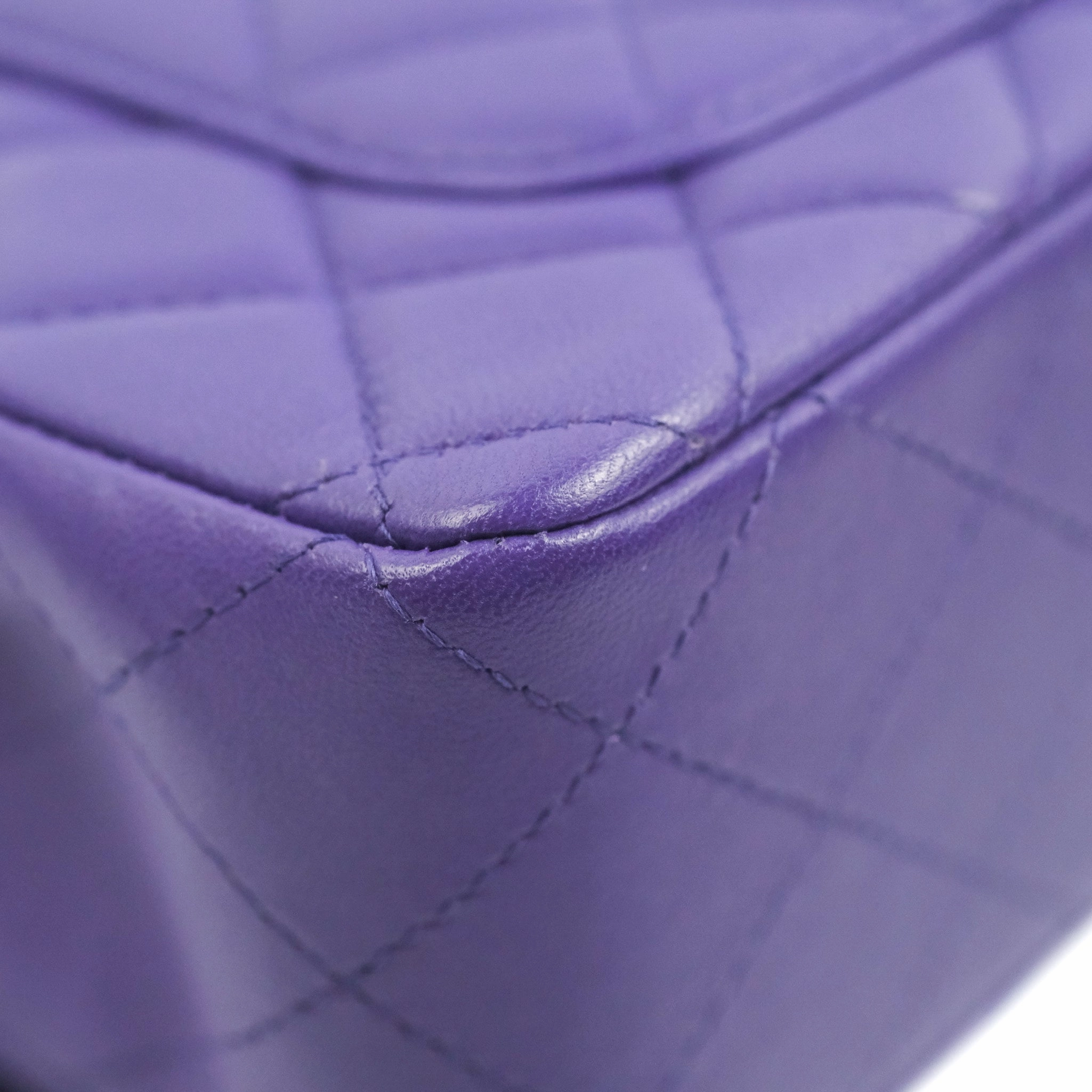 Chanel Quilted Mini Rectangular Flap Purple Lambskin Silver Hardware