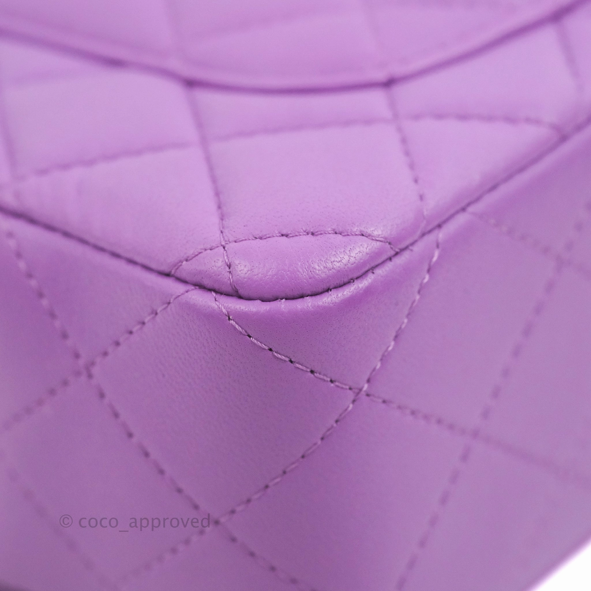 Chanel Quilted Mini Rectangular Flap Purple Lambskin Silver Hardware