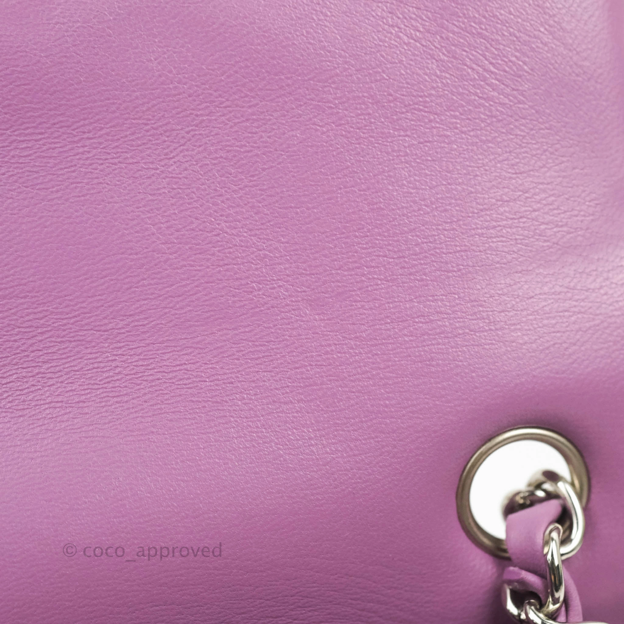 Chanel Quilted Mini Rectangular Flap Purple Lambskin Silver Hardware