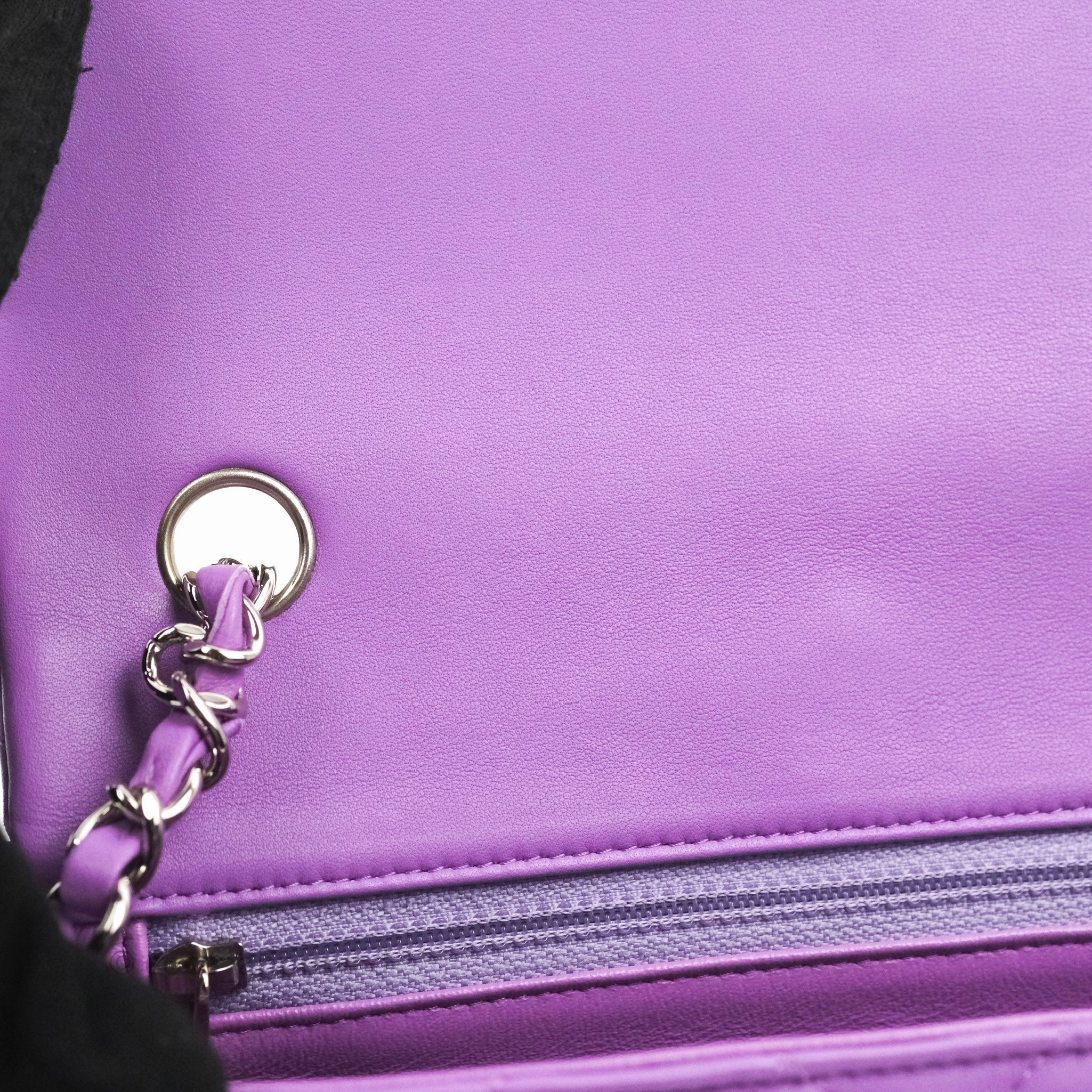 Chanel Quilted Mini Rectangular Flap Purple Lambskin Silver Hardware