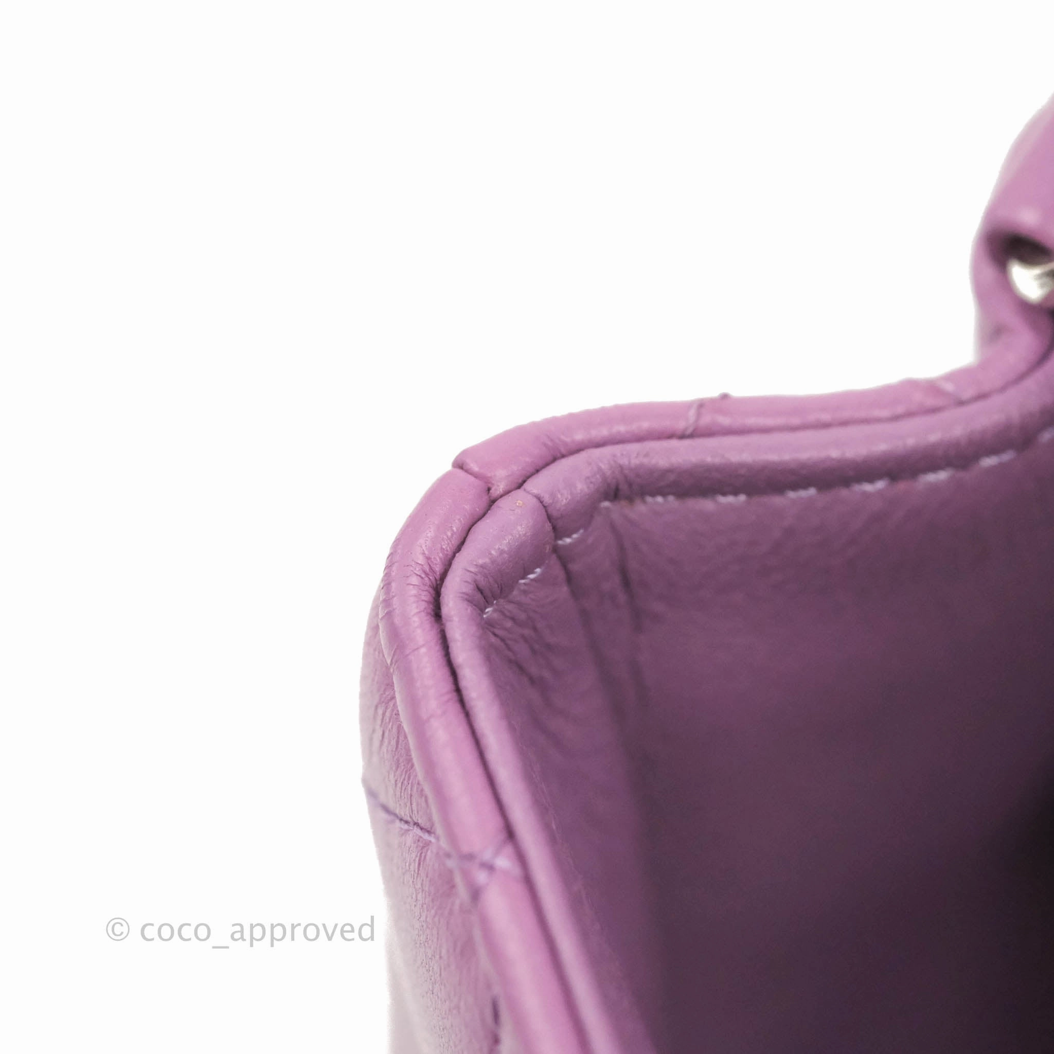 Chanel Quilted Mini Rectangular Flap Purple Lambskin Silver Hardware