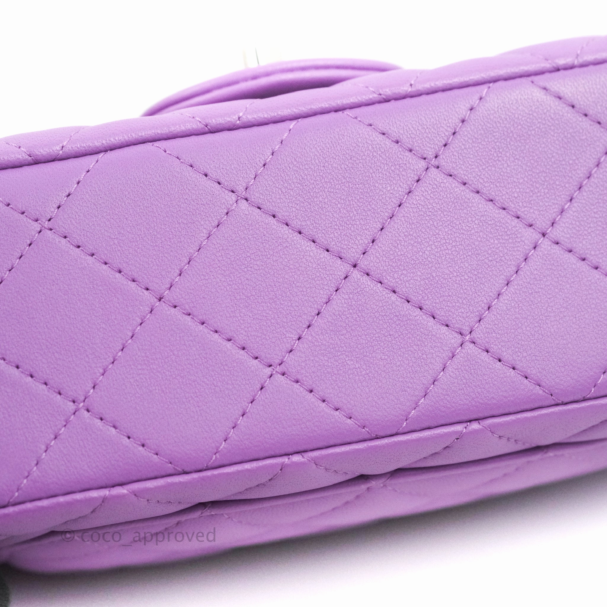 Chanel Quilted Mini Rectangular Flap Purple Lambskin Silver Hardware