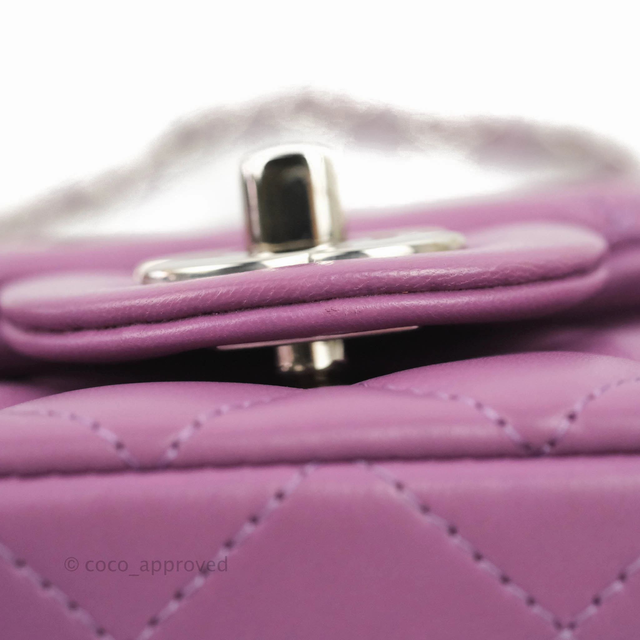 Chanel Quilted Mini Rectangular Flap Purple Lambskin Silver Hardware