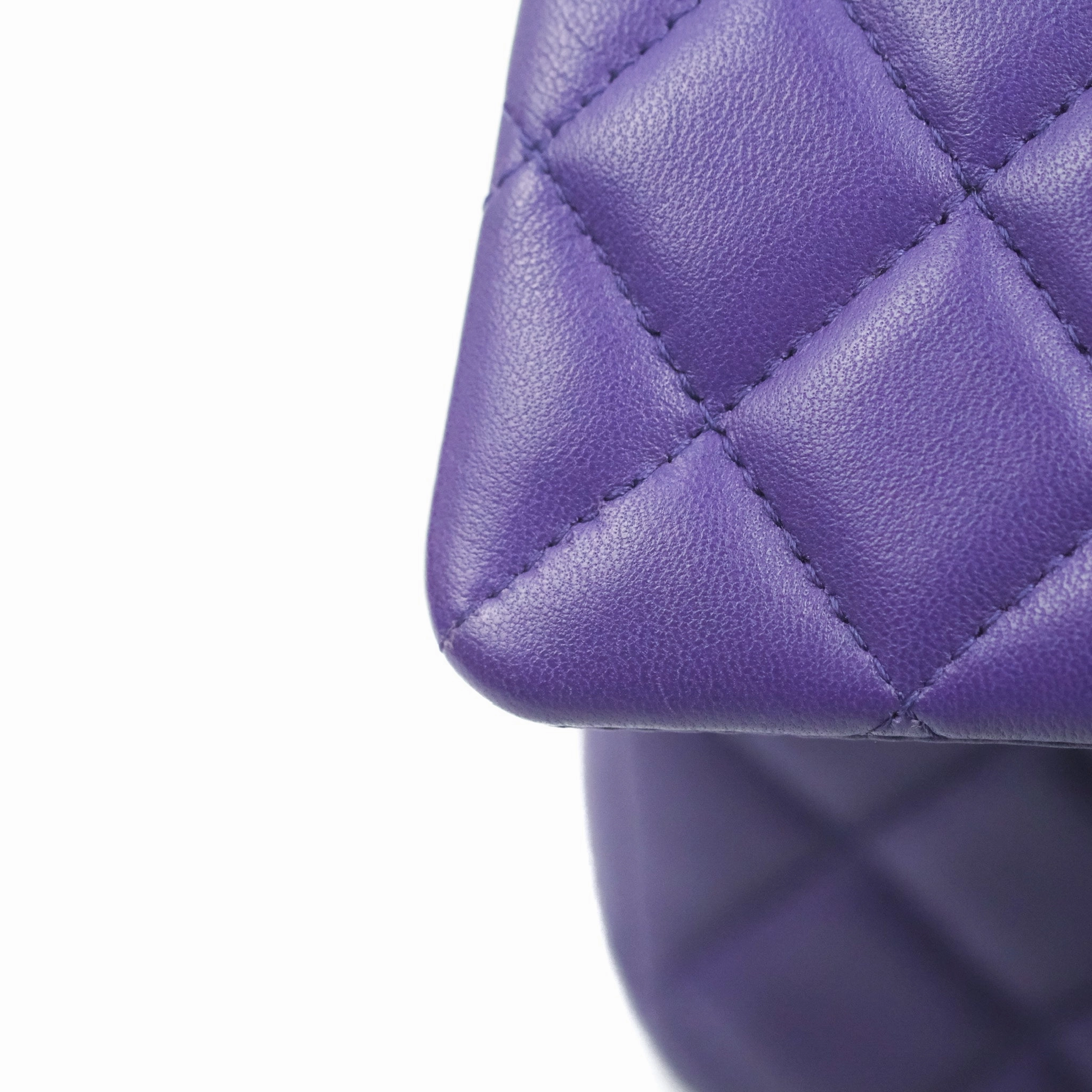 Chanel Quilted Mini Rectangular Flap Purple Lambskin Silver Hardware
