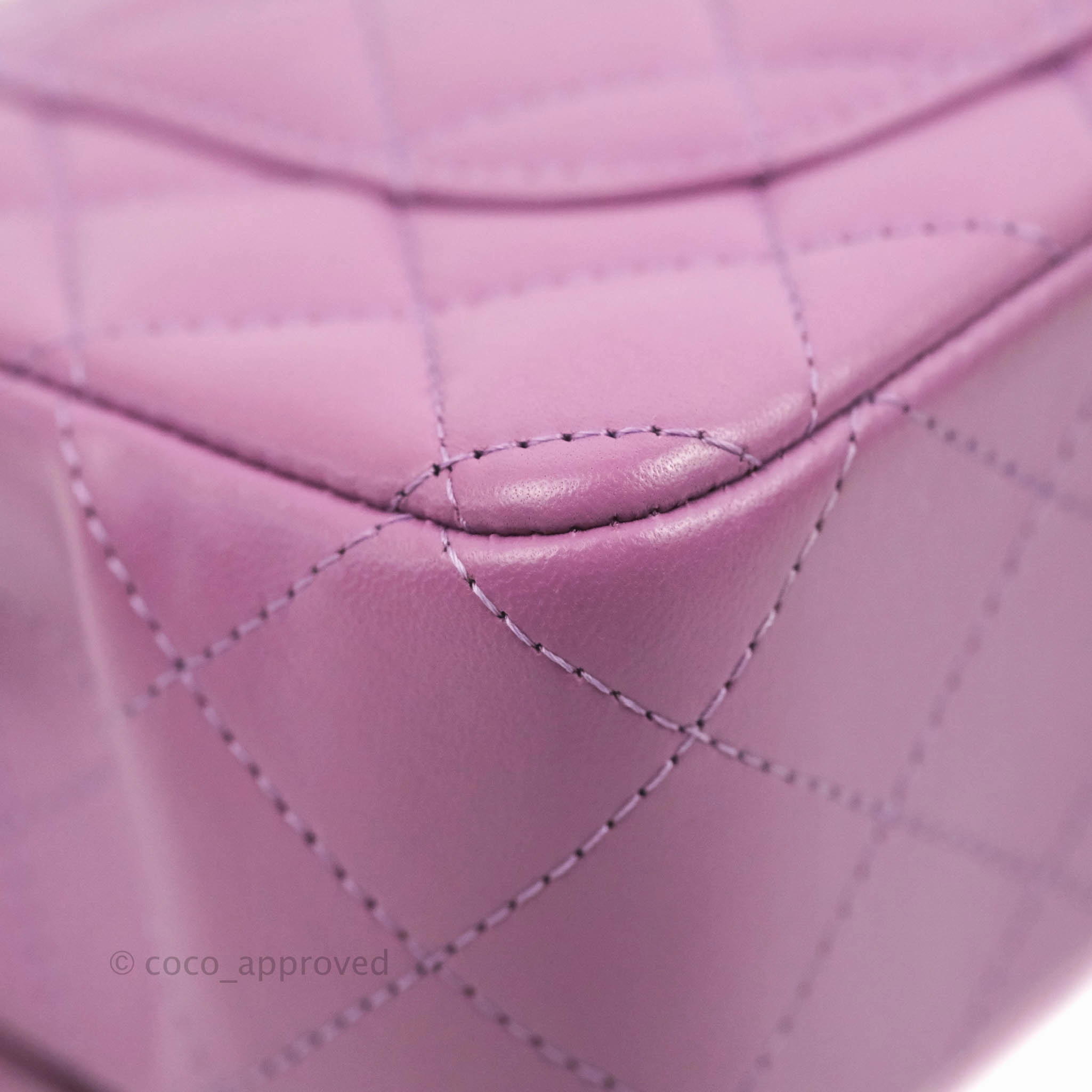 Chanel Quilted Mini Rectangular Flap Purple Lambskin Silver Hardware