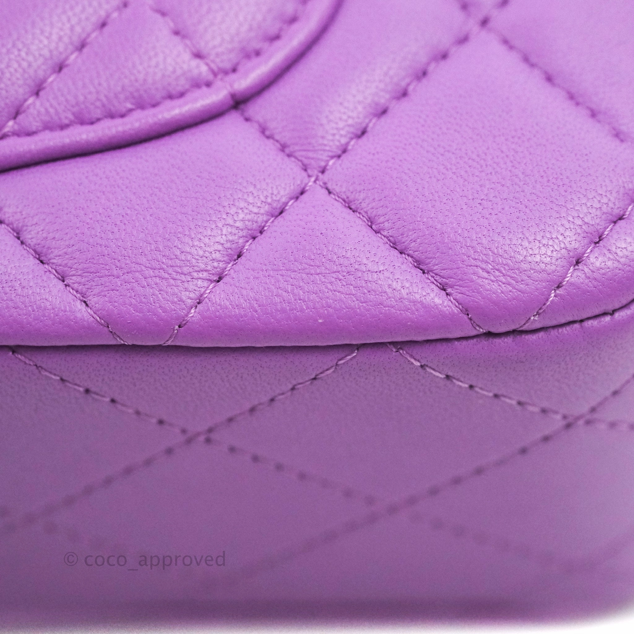 Chanel Quilted Mini Rectangular Flap Purple Lambskin Silver Hardware