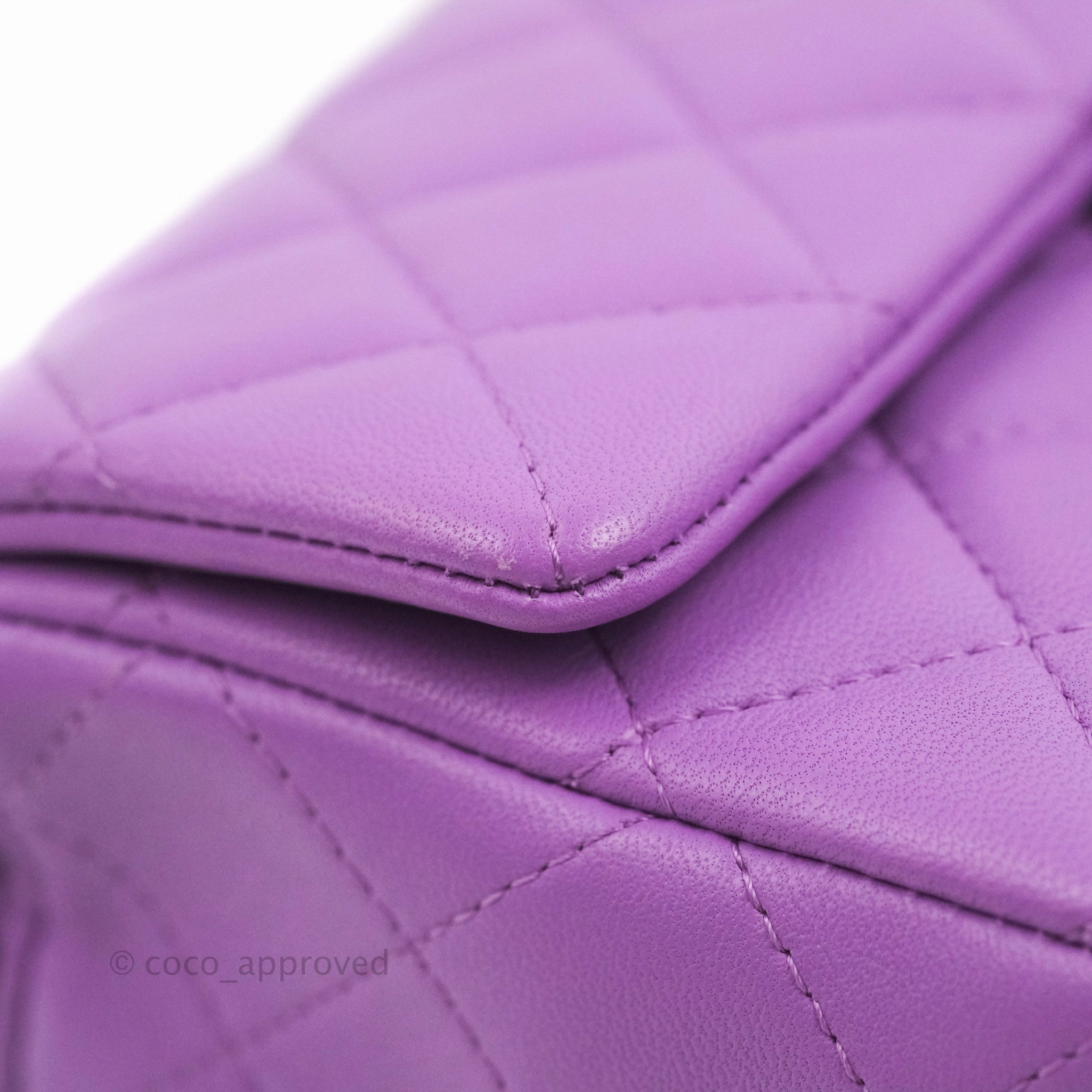 Chanel Quilted Mini Rectangular Flap Purple Lambskin Silver Hardware