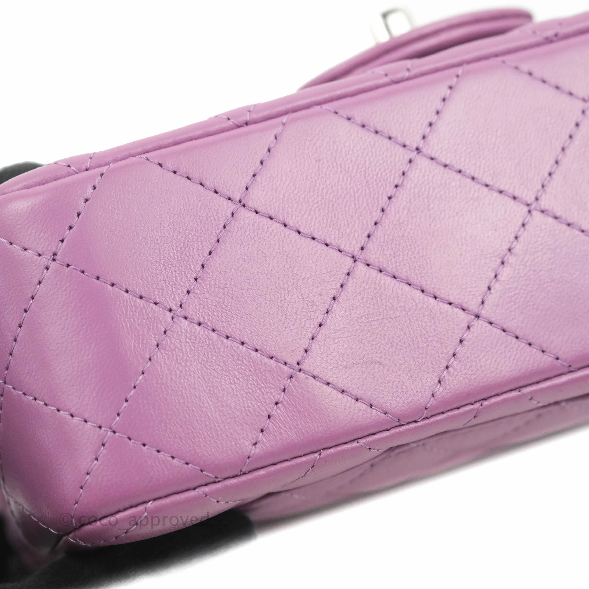Chanel Quilted Mini Rectangular Flap Purple Lambskin Silver Hardware