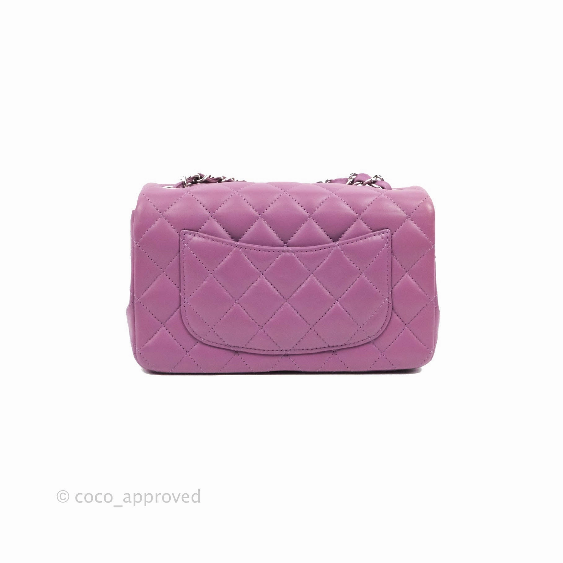 Chanel Quilted Mini Rectangular Flap Purple Lambskin Silver Hardware