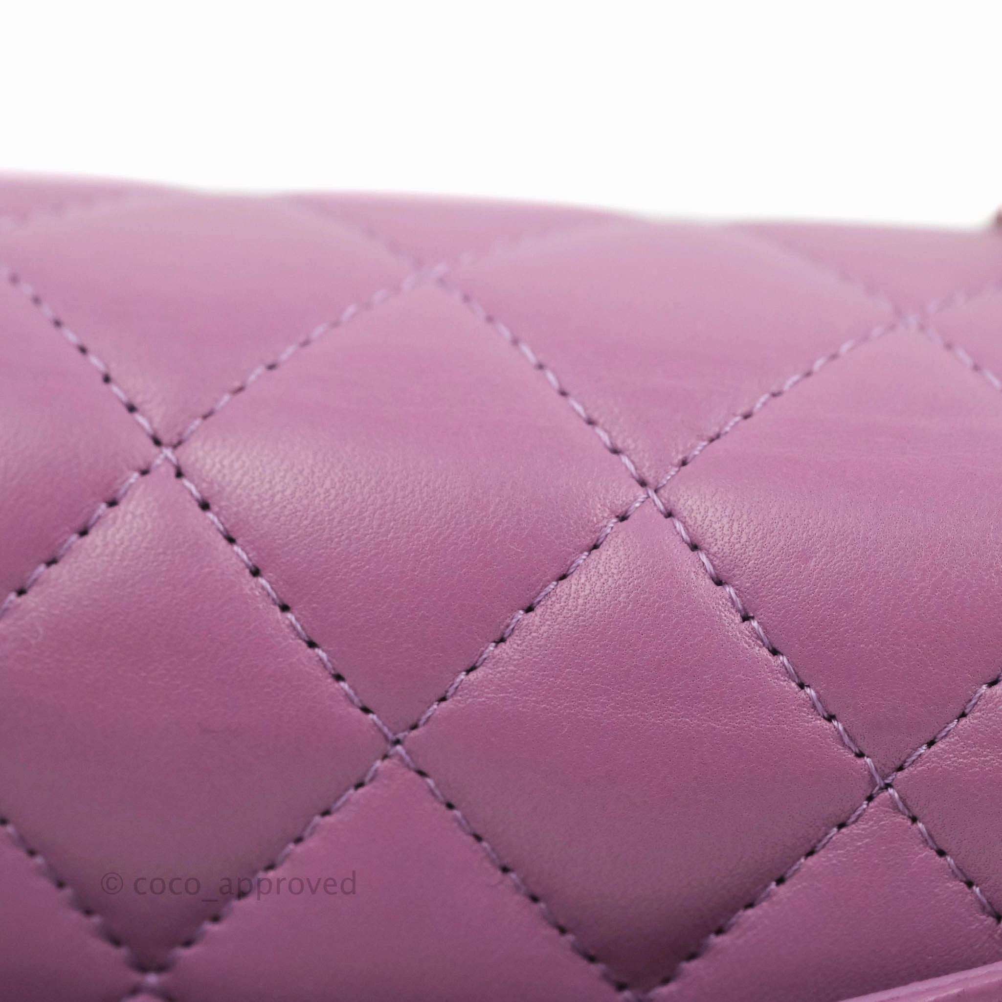 Chanel Quilted Mini Rectangular Flap Purple Lambskin Silver Hardware