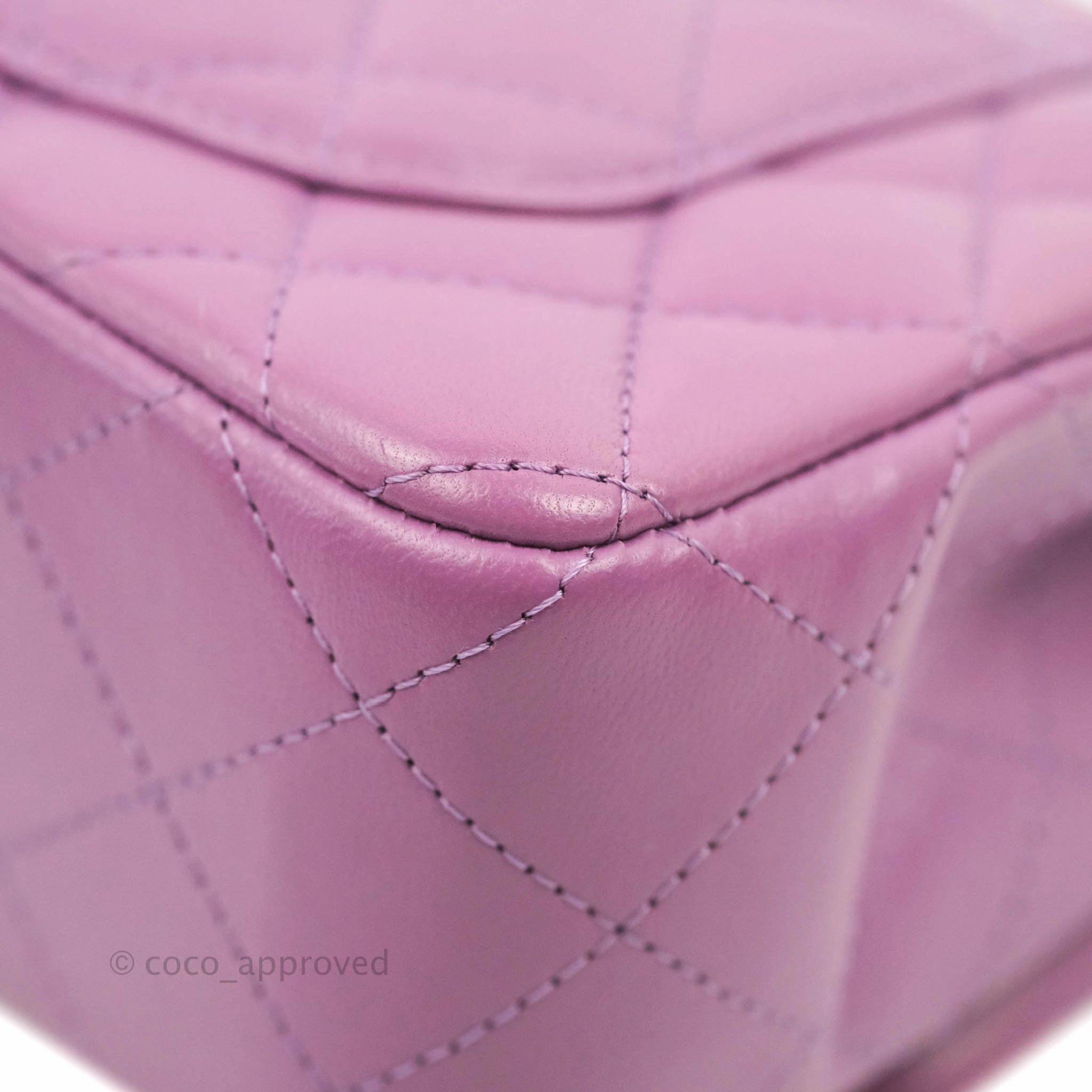 Chanel Quilted Mini Rectangular Flap Purple Lambskin Silver Hardware
