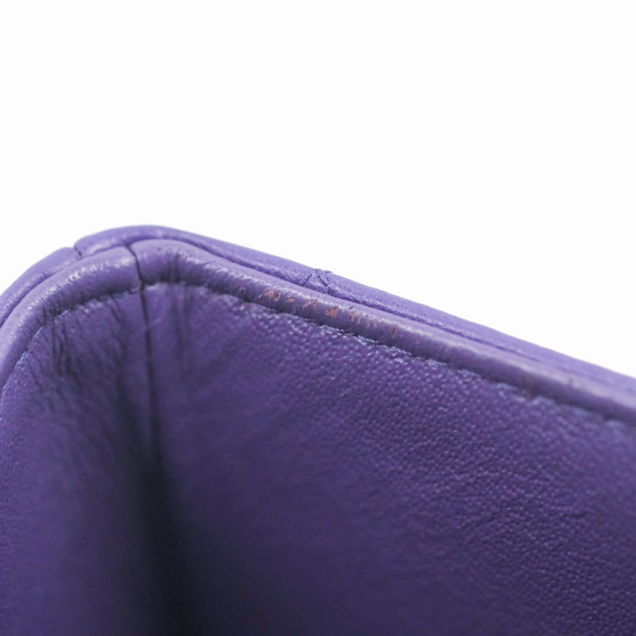 Chanel Quilted Mini Rectangular Flap Purple Lambskin Silver Hardware