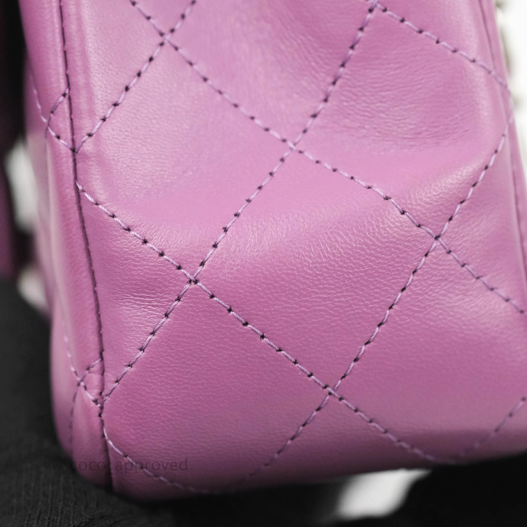 Chanel Quilted Mini Rectangular Flap Purple Lambskin Silver Hardware