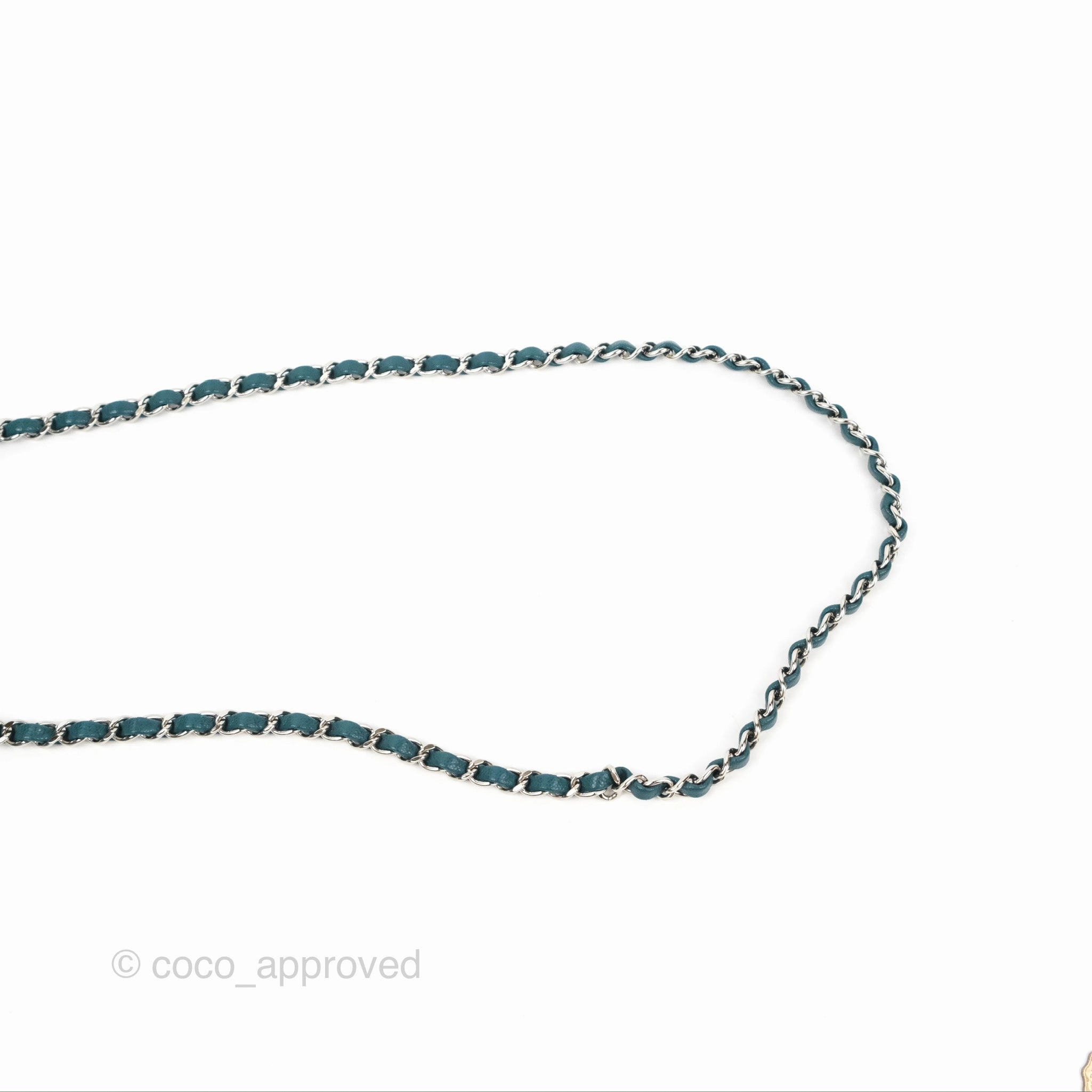 Chanel Quilted Mini Rectangular Flap Teal Green Caviar Silver Hardware