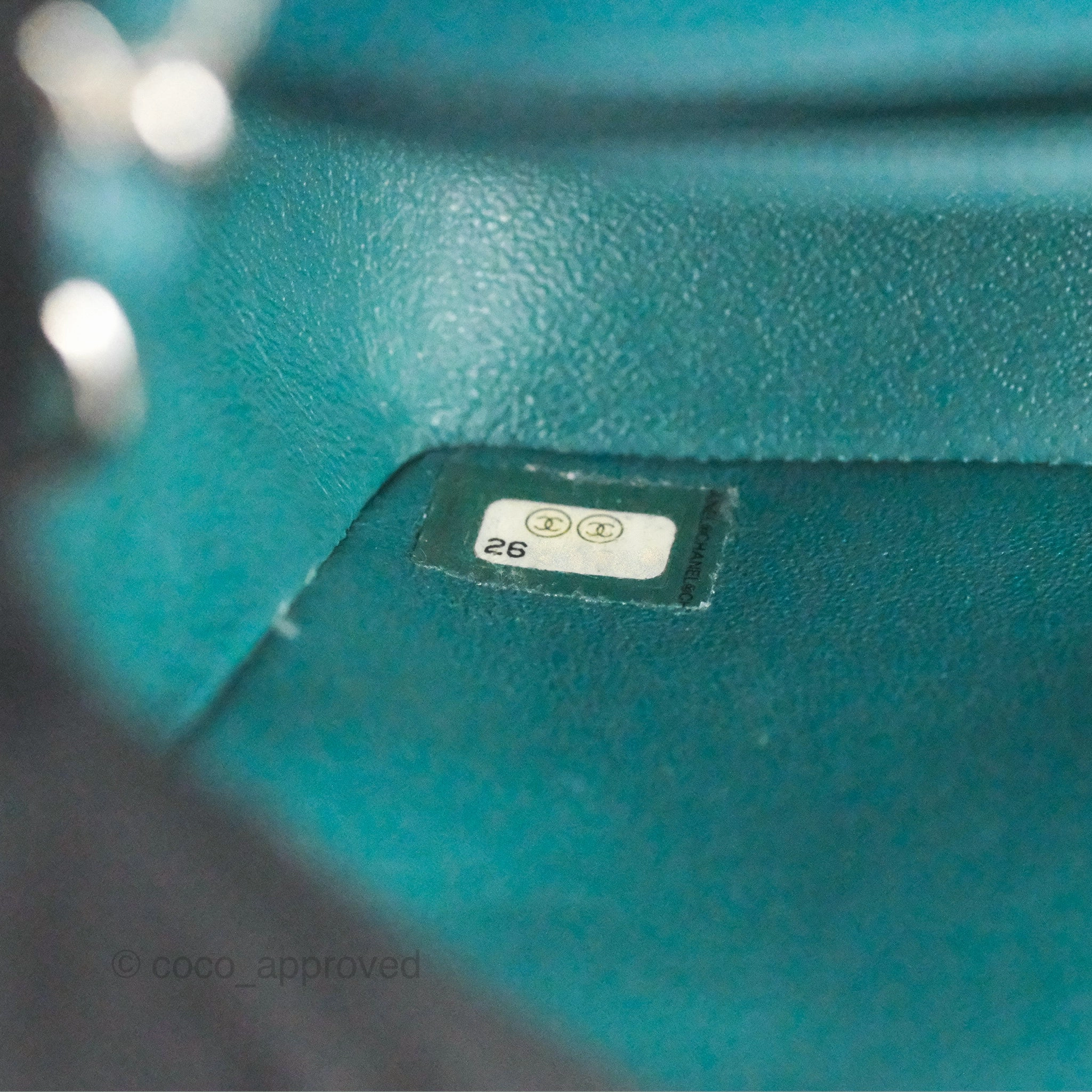 Chanel Quilted Mini Rectangular Flap Teal Green Caviar Silver Hardware