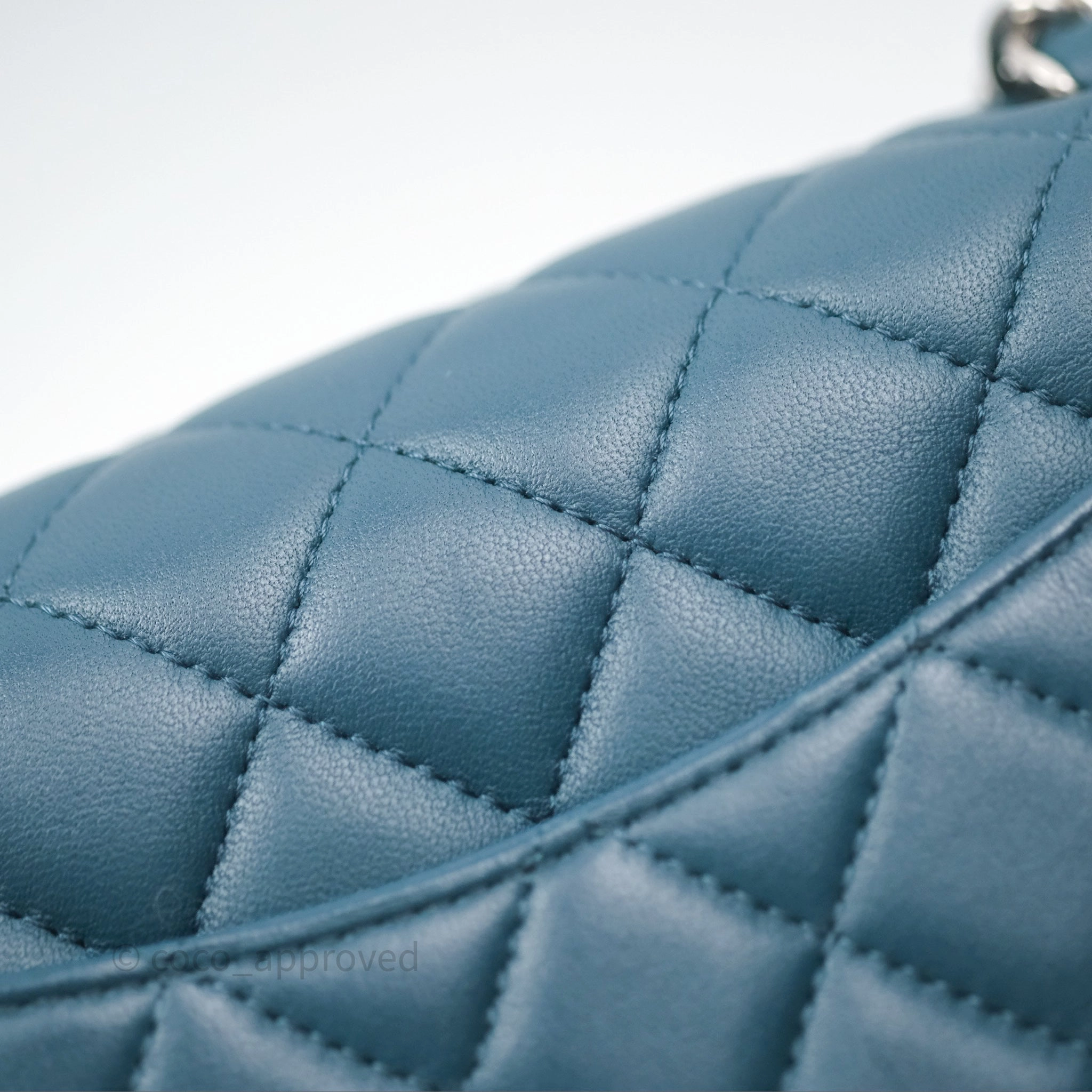 Chanel Quilted Mini Rectangular Flap Teal Green Lambskin Silver Hardware
