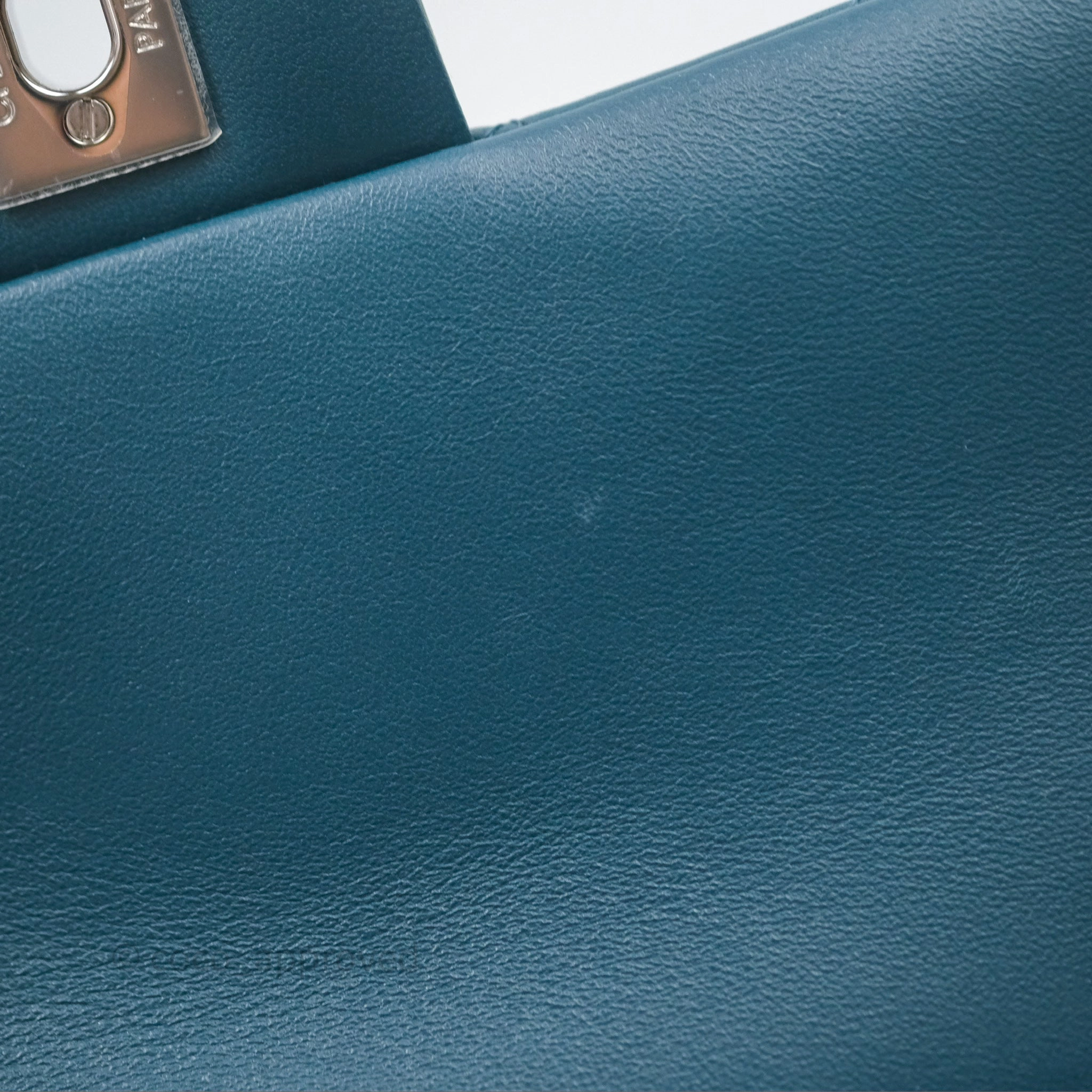 Chanel Quilted Mini Rectangular Flap Teal Green Lambskin Silver Hardware
