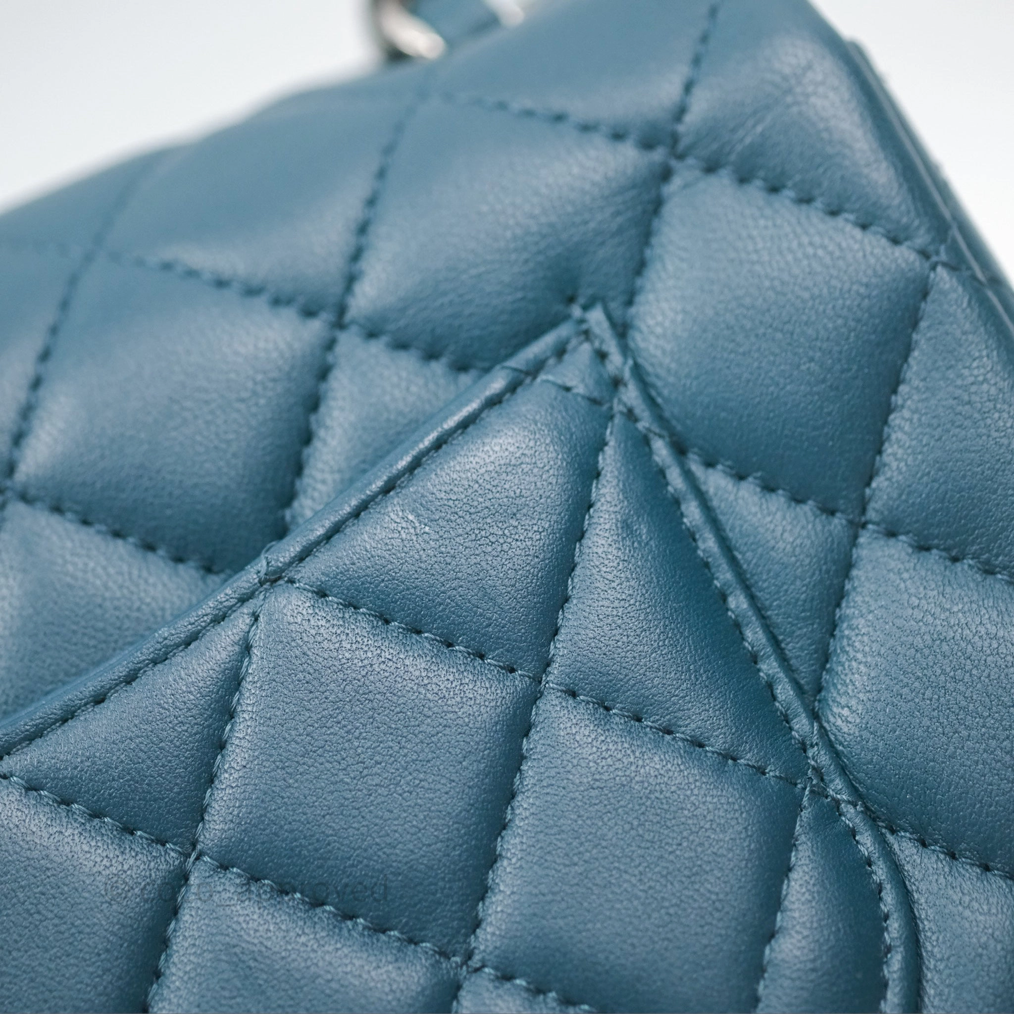 Chanel Quilted Mini Rectangular Flap Teal Green Lambskin Silver Hardware