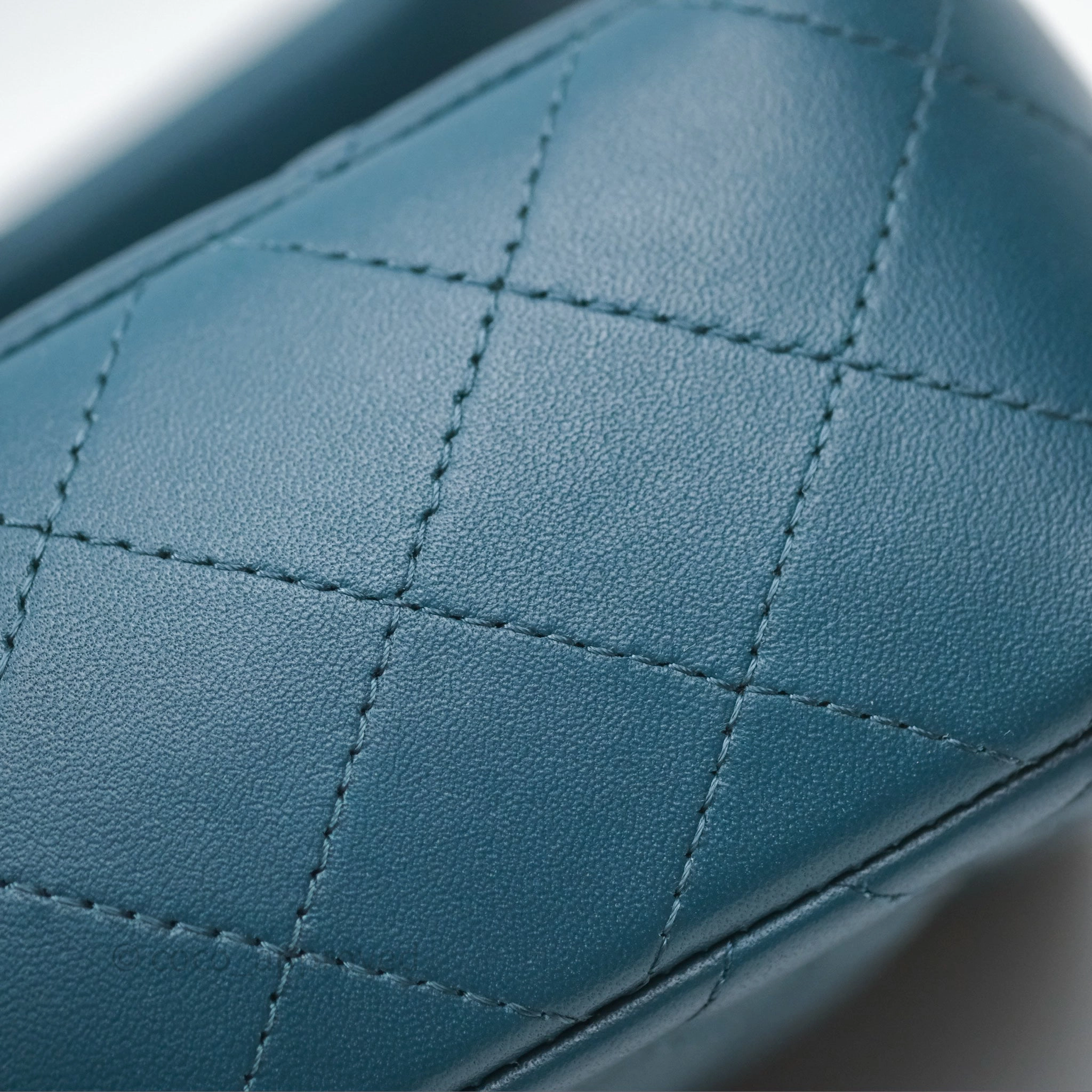 Chanel Quilted Mini Rectangular Flap Teal Green Lambskin Silver Hardware
