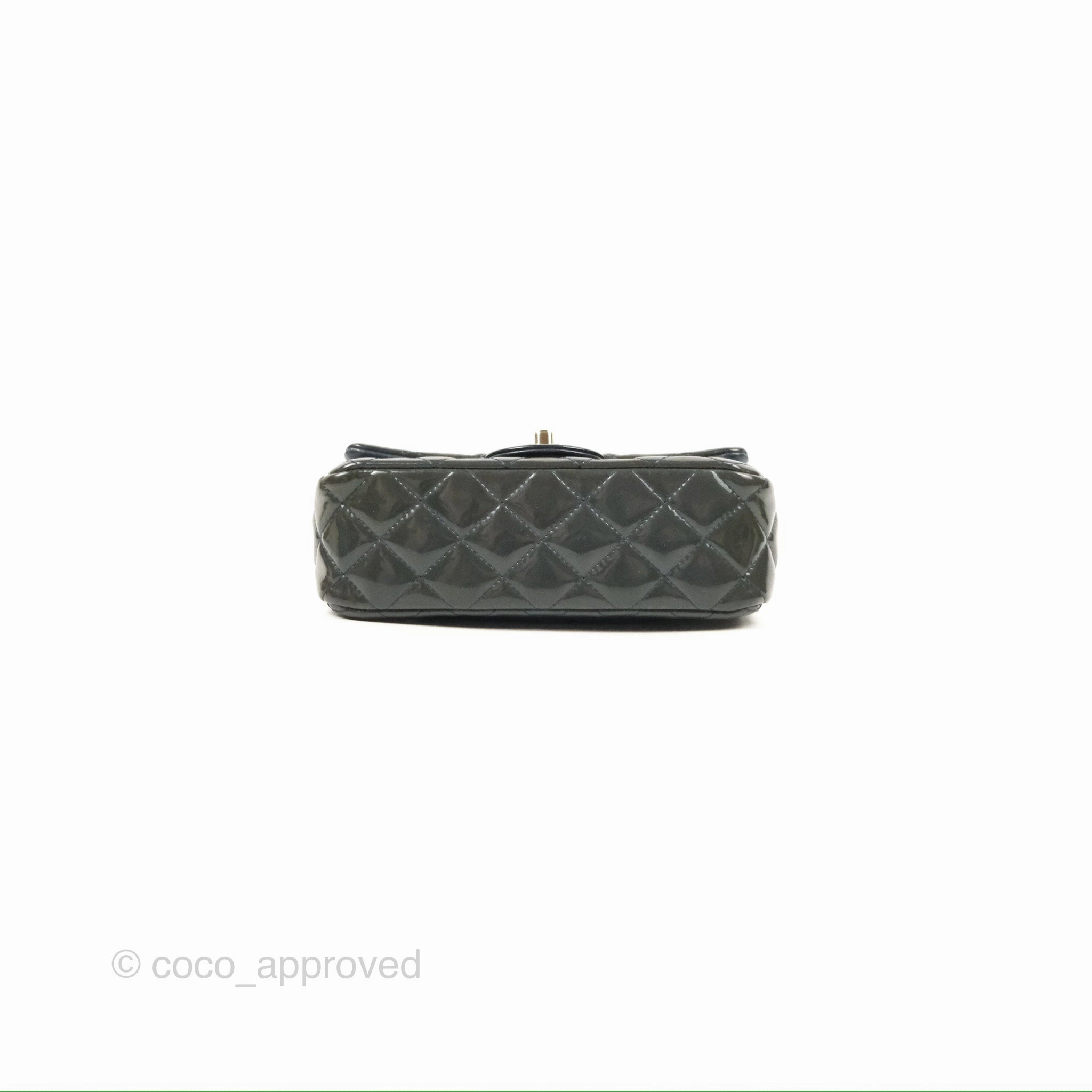 Chanel Quilted Mini Rectangular Green Patent Silver Hardware