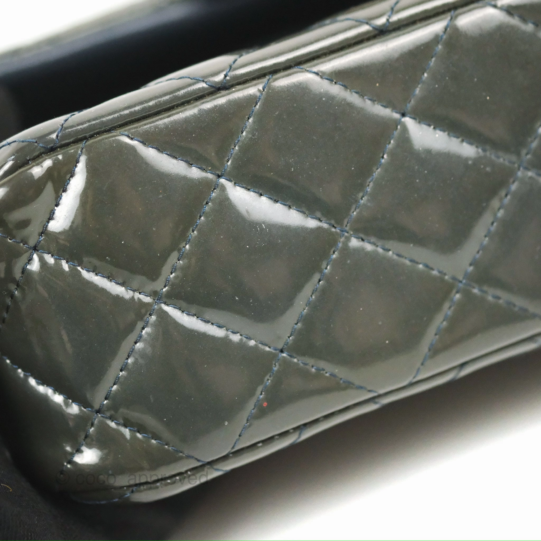 Chanel Quilted Mini Rectangular Green Patent Silver Hardware