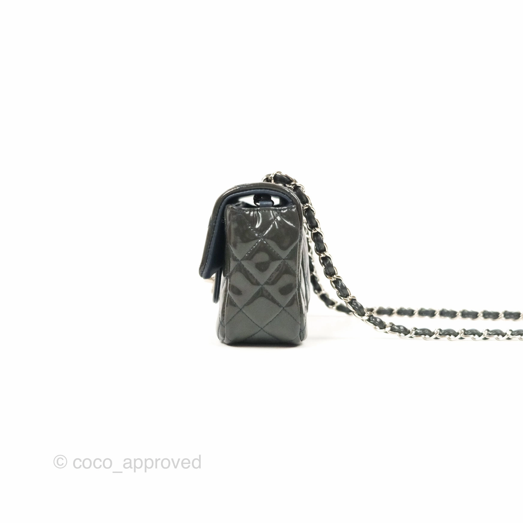 Chanel Quilted Mini Rectangular Green Patent Silver Hardware