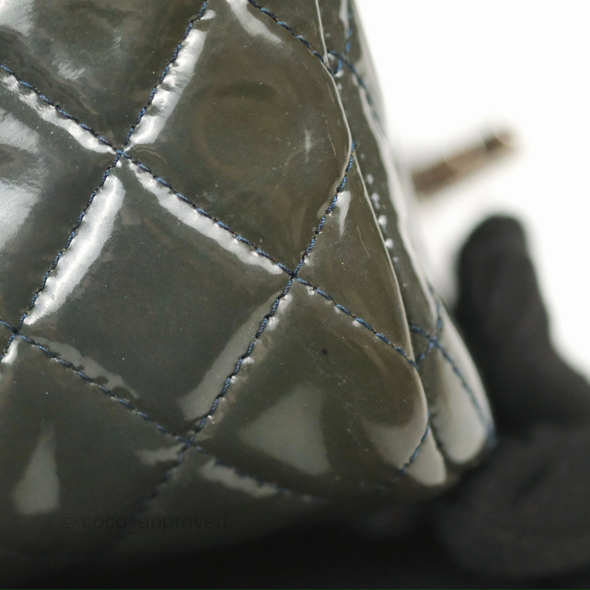 Chanel Quilted Mini Rectangular Green Patent Silver Hardware