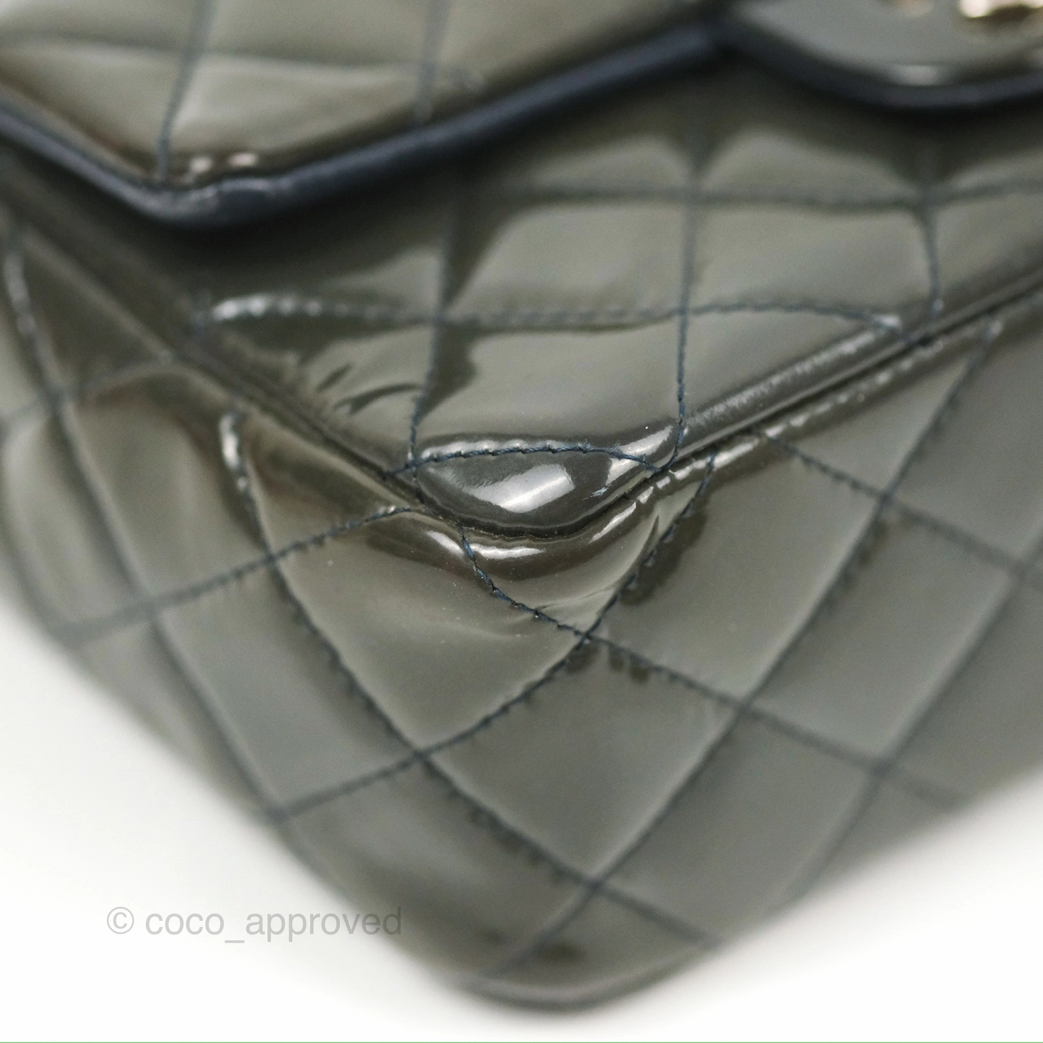 Chanel Quilted Mini Rectangular Green Patent Silver Hardware