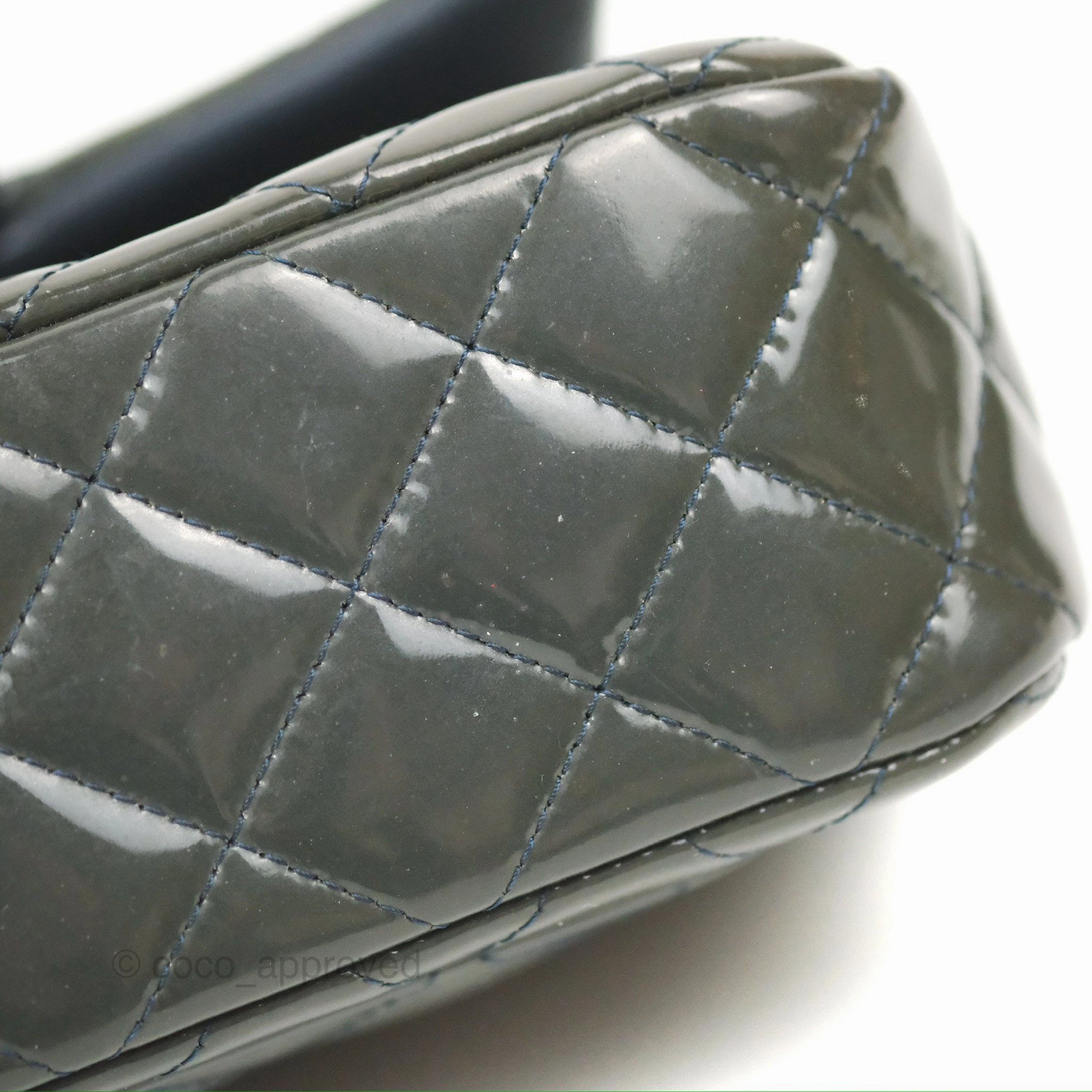 Chanel Quilted Mini Rectangular Green Patent Silver Hardware
