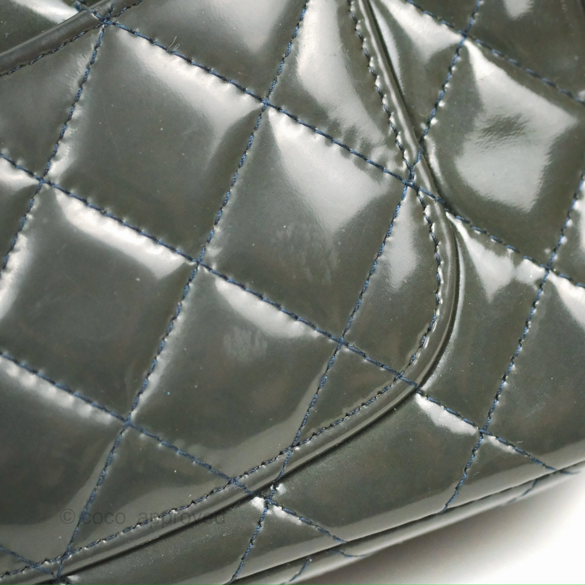 Chanel Quilted Mini Rectangular Green Patent Silver Hardware