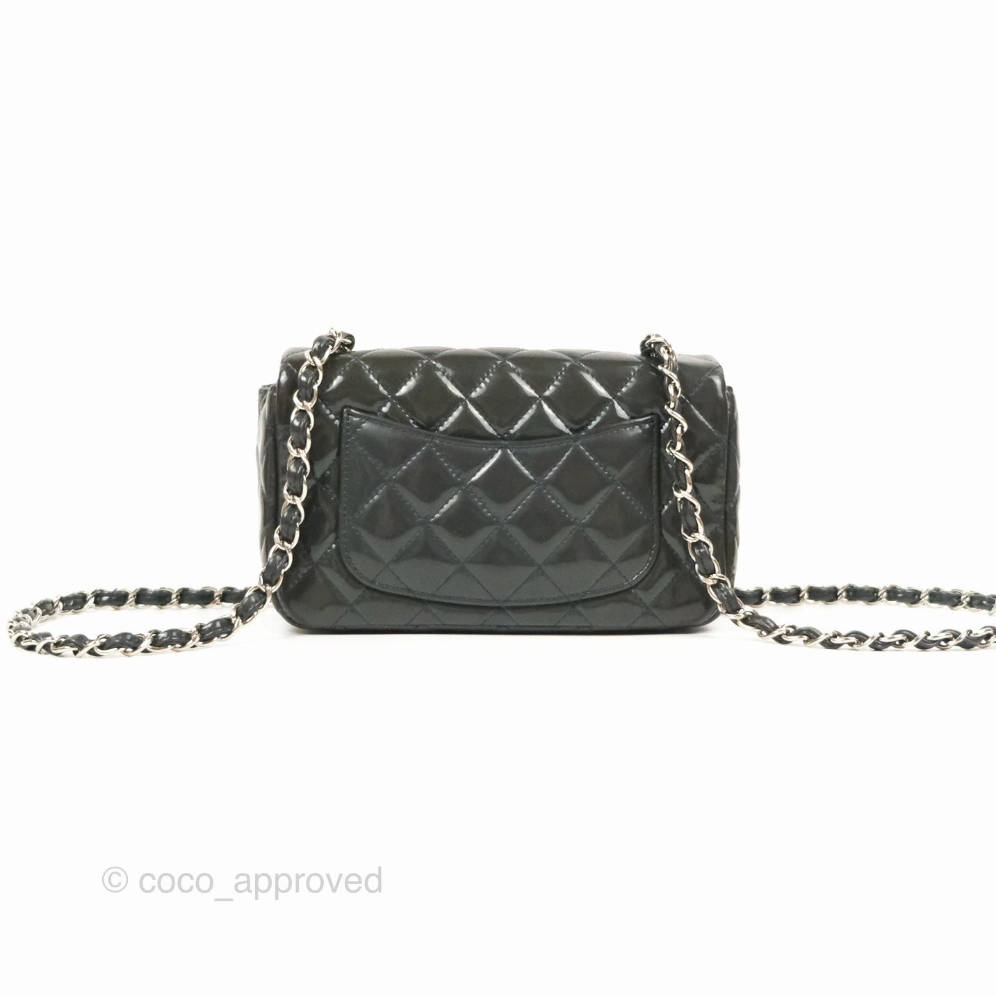 Chanel Quilted Mini Rectangular Green Patent Silver Hardware
