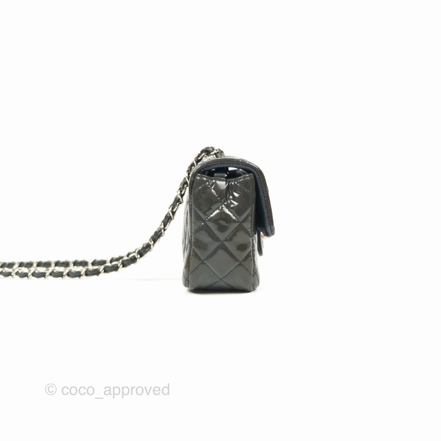 Chanel Quilted Mini Rectangular Green Patent Silver Hardware