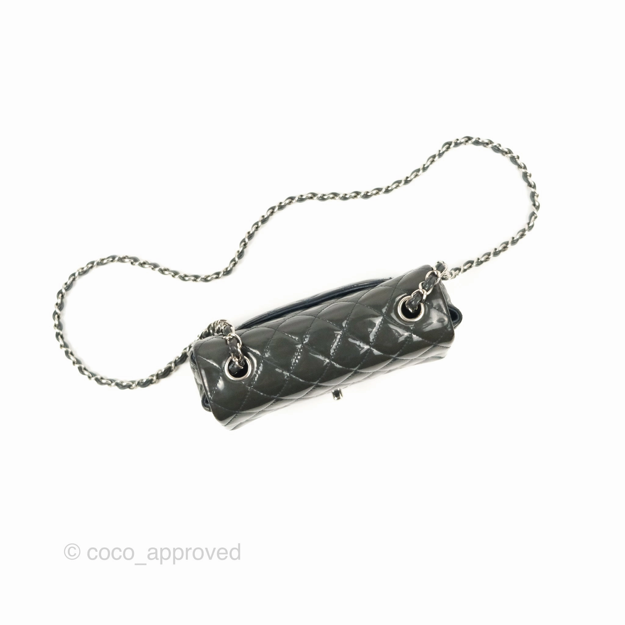 Chanel Quilted Mini Rectangular Green Patent Silver Hardware