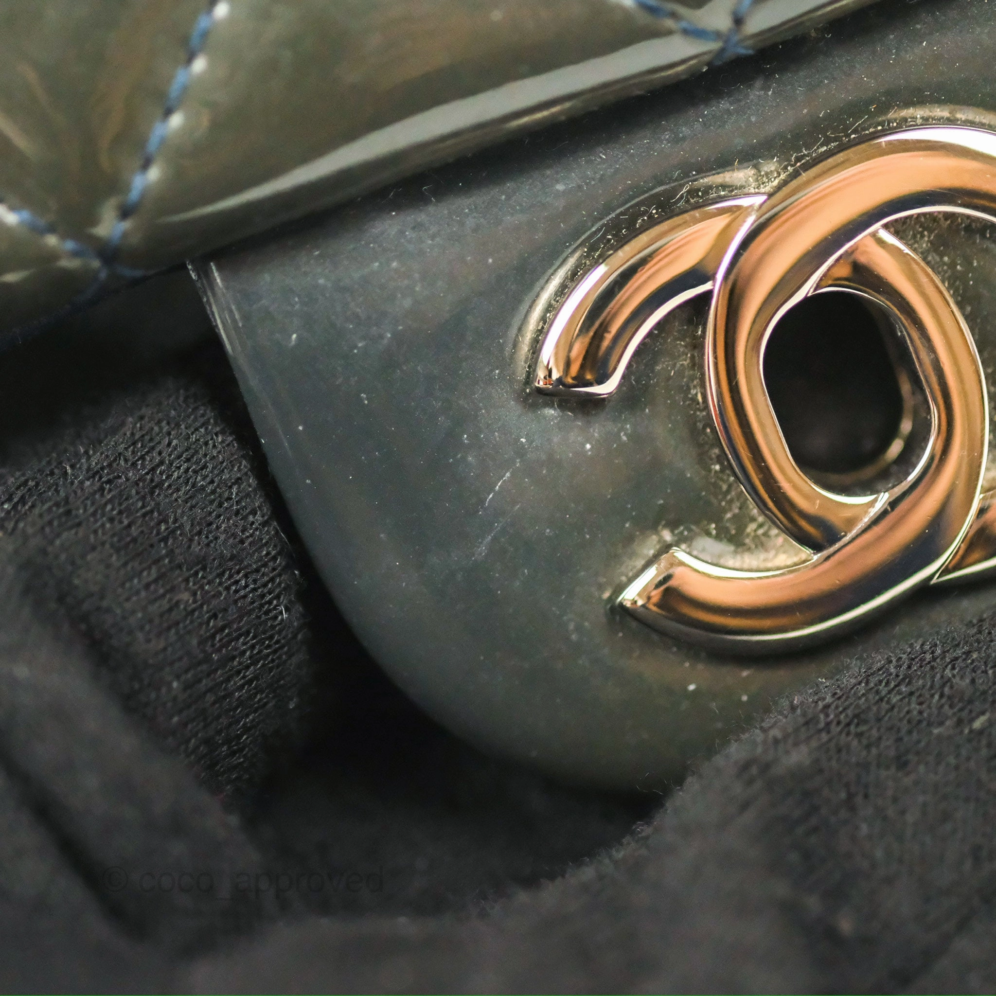 Chanel Quilted Mini Rectangular Green Patent Silver Hardware