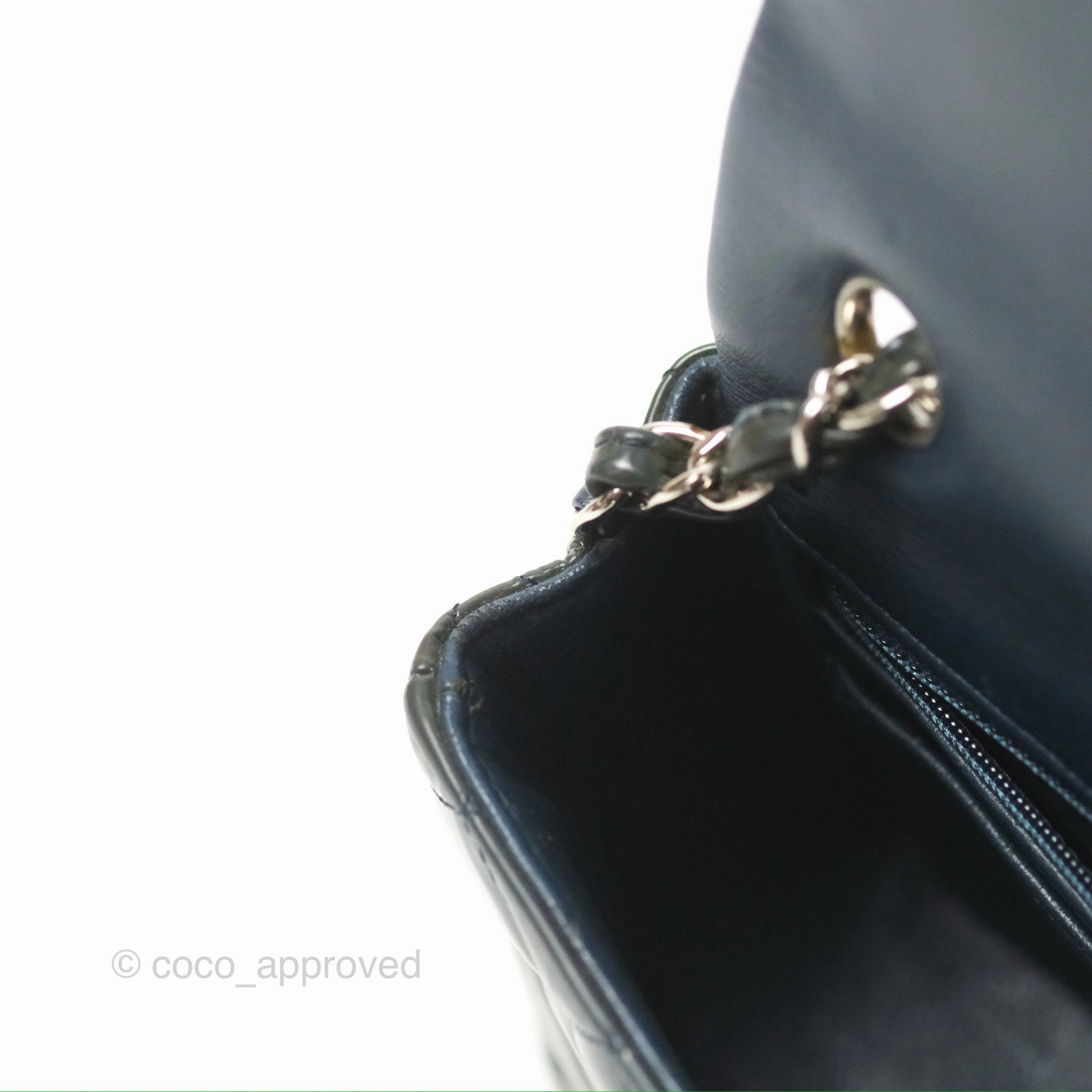 Chanel Quilted Mini Rectangular Green Patent Silver Hardware